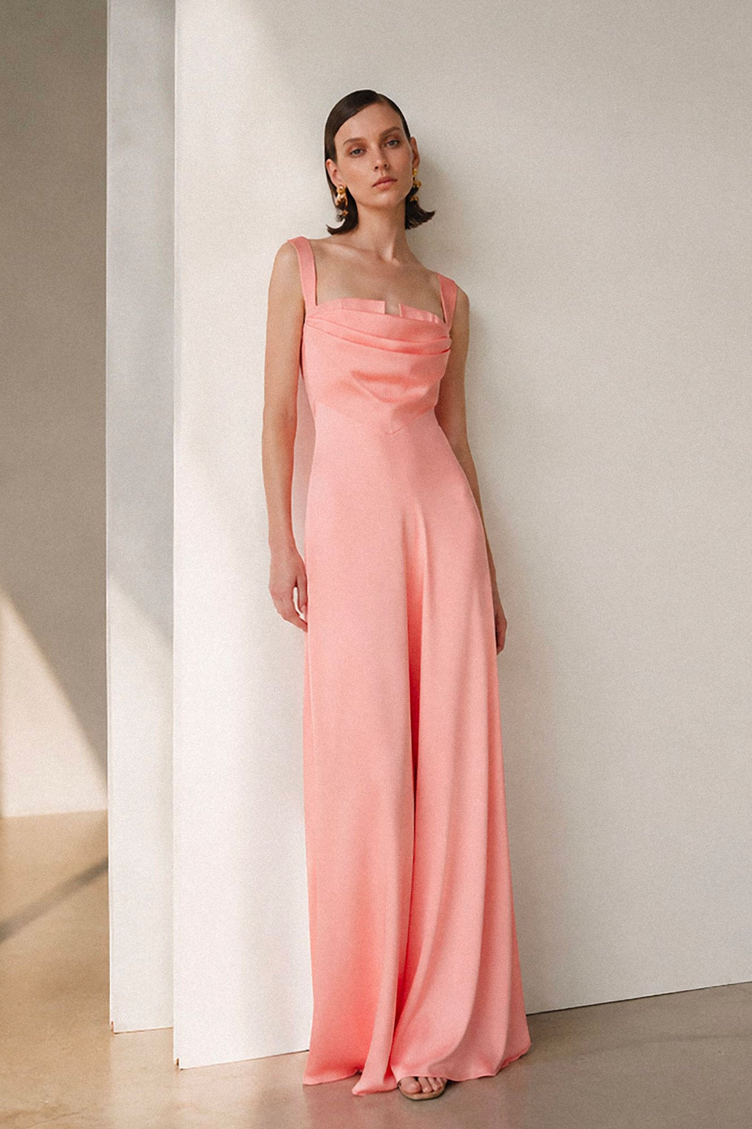 Crepe Dress with Corset Detail