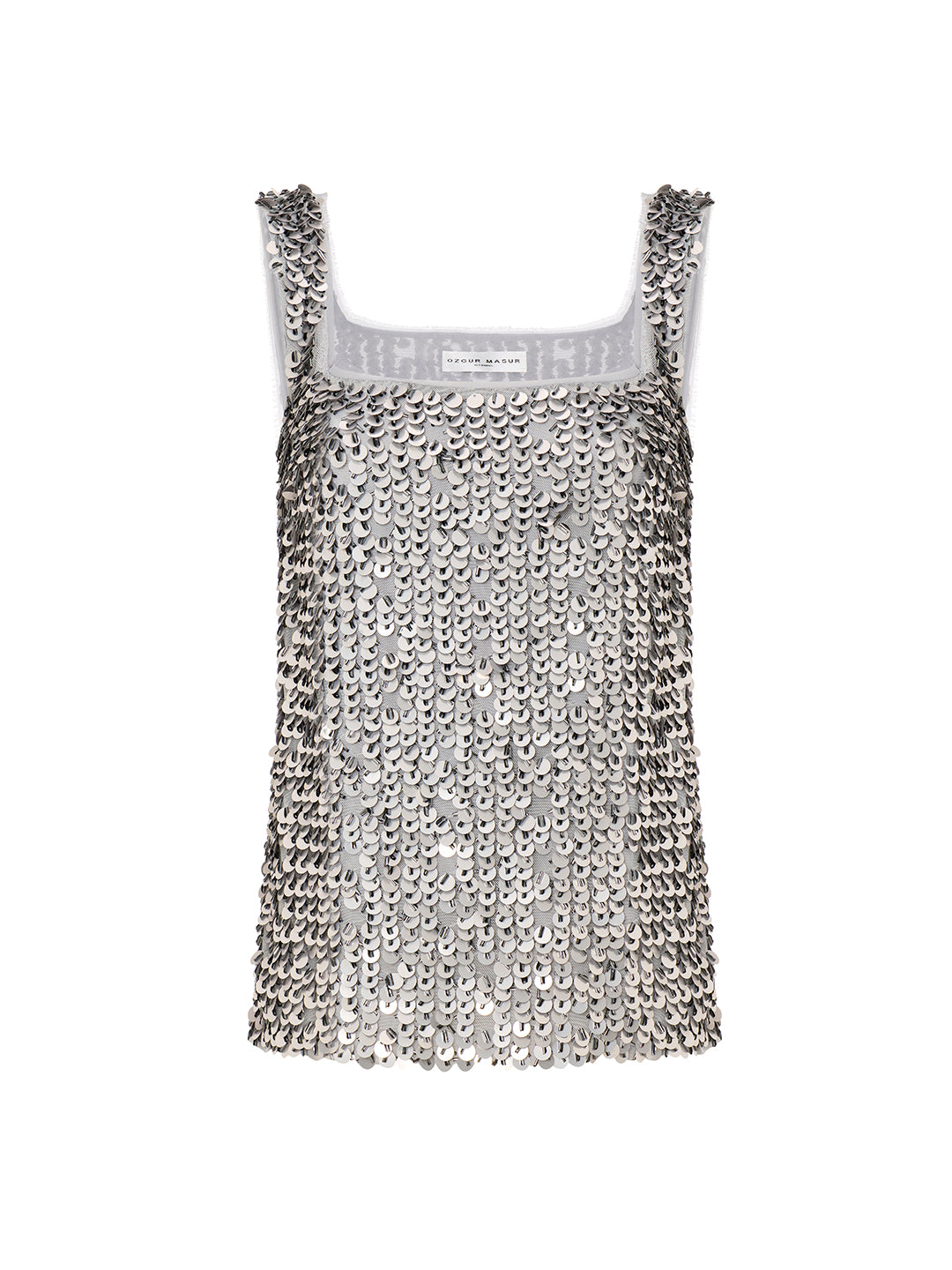 Square Neck Sequin-Detail Top