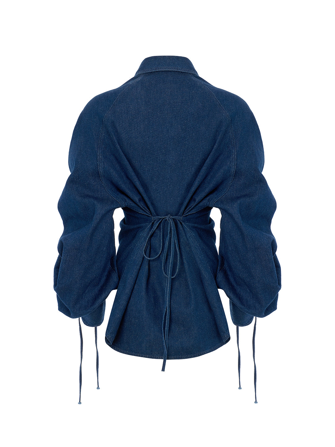 Linen Denim Shirt with Adjustable Drawstring Sleeves