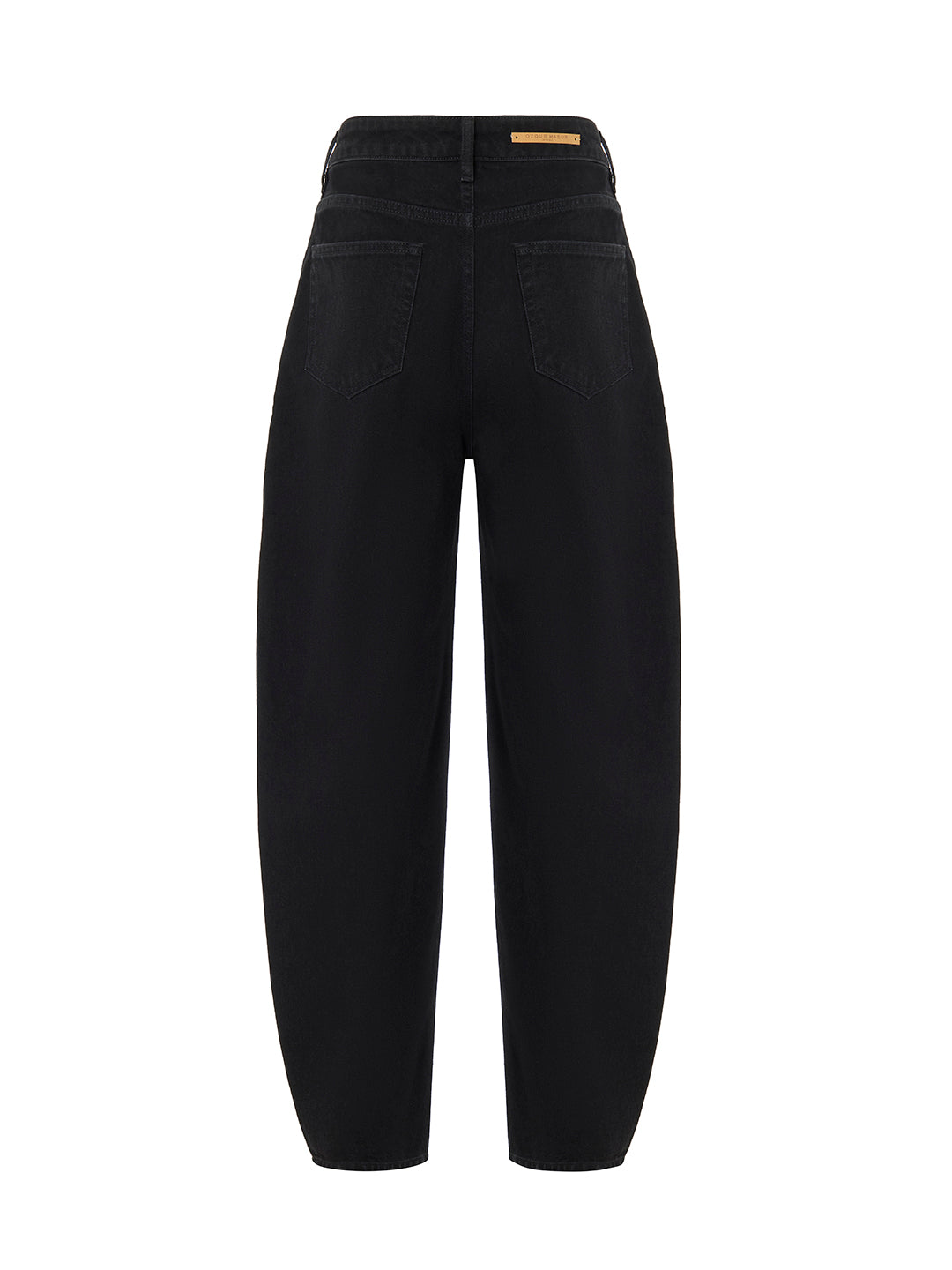 Barrel-Leg Denim Black Pants