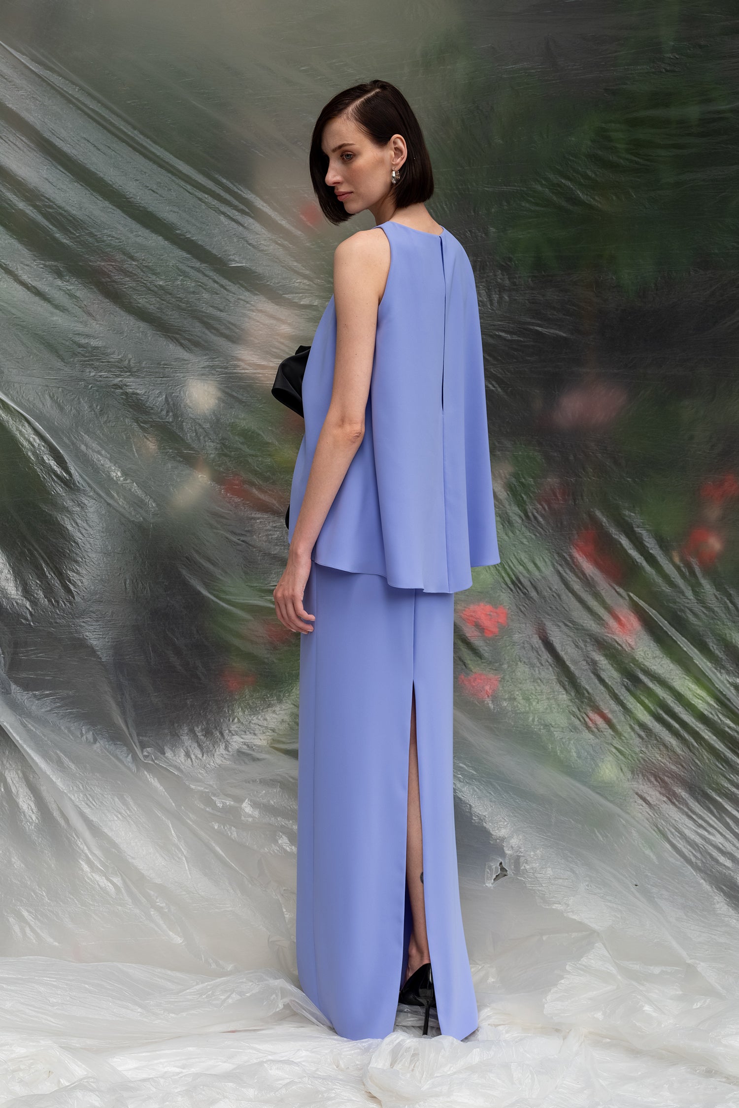 Crepe Dress with Taffeta Bow