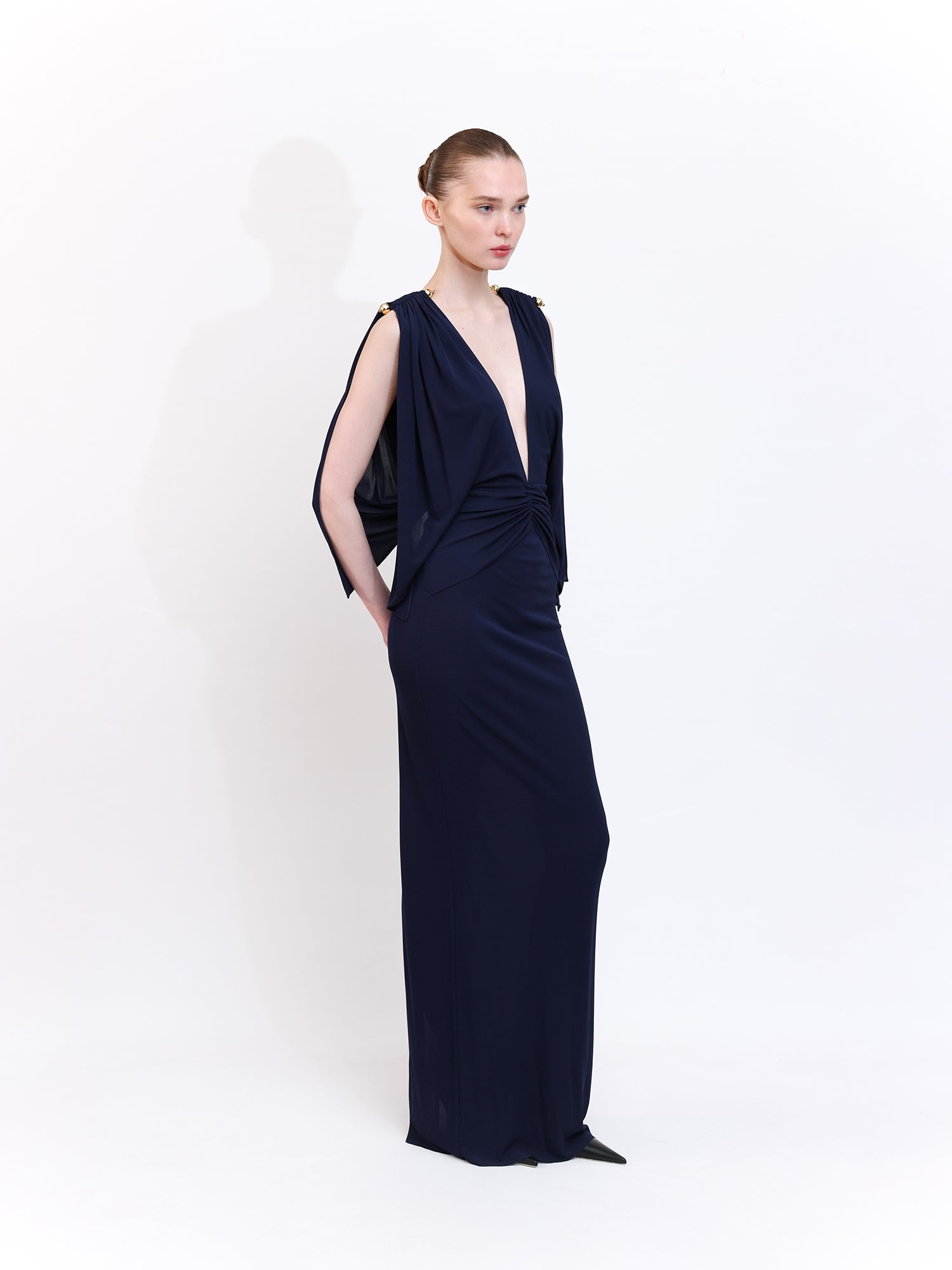 Navy V-Neck Maxi Dress