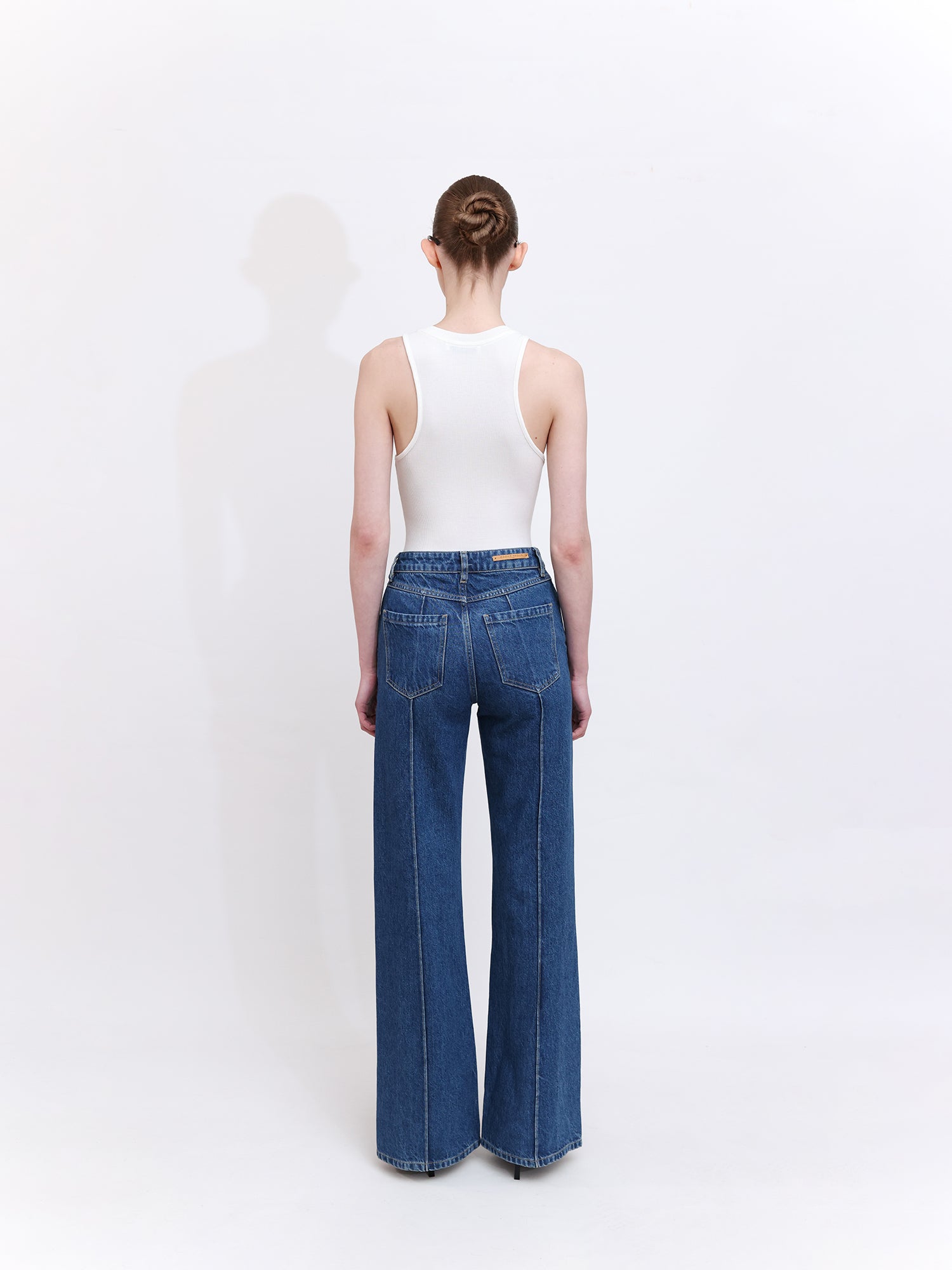 Blue Straight-Cut Denim Jeans