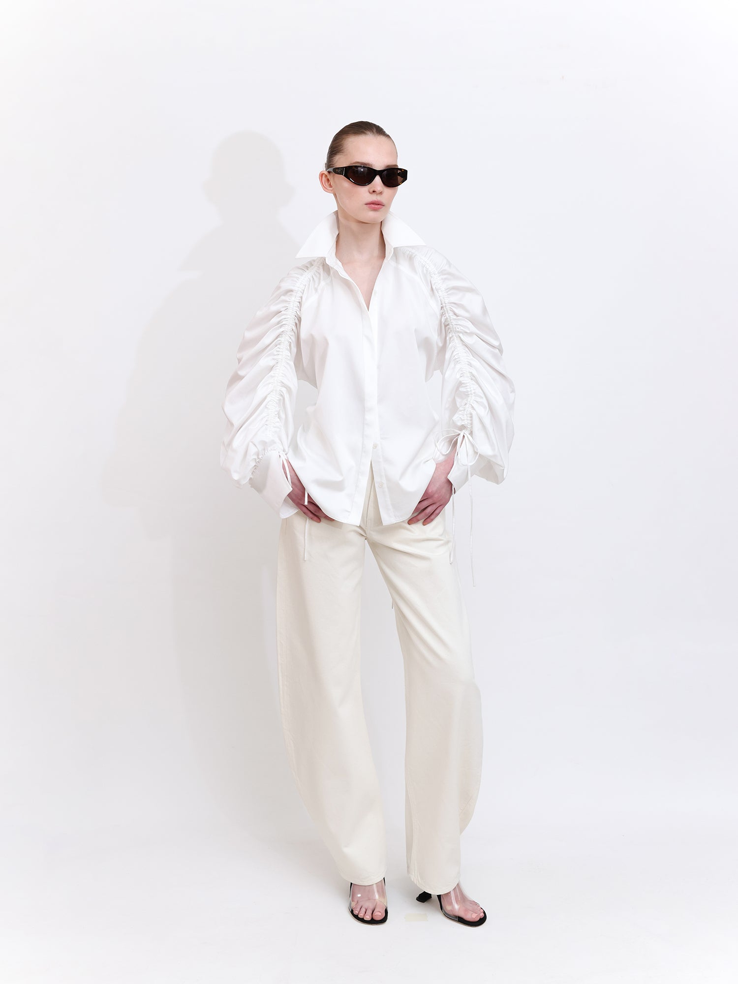 Shirt with Adjustable Drawstring Sleeves