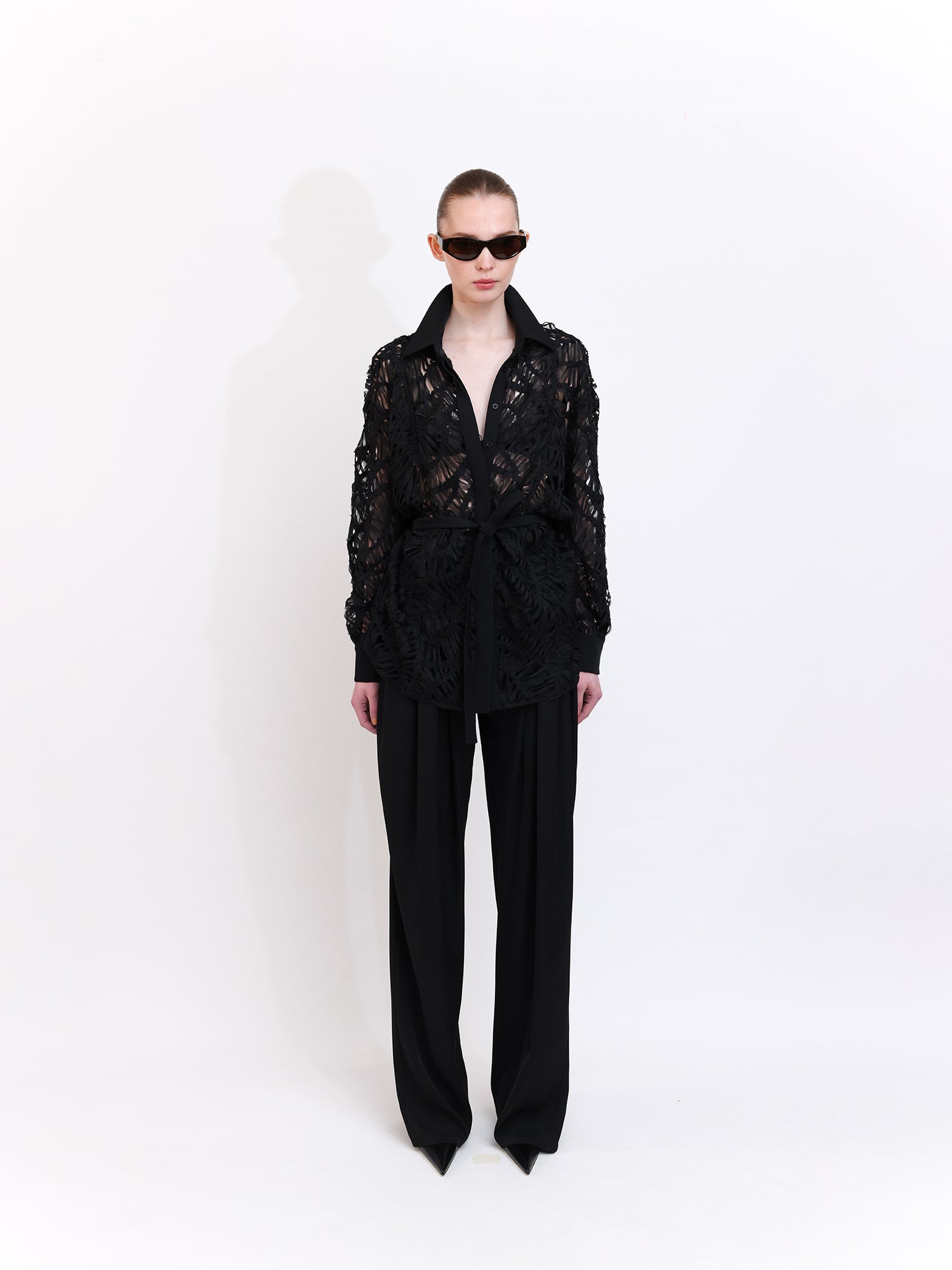 Black Sheer Lace Shirt