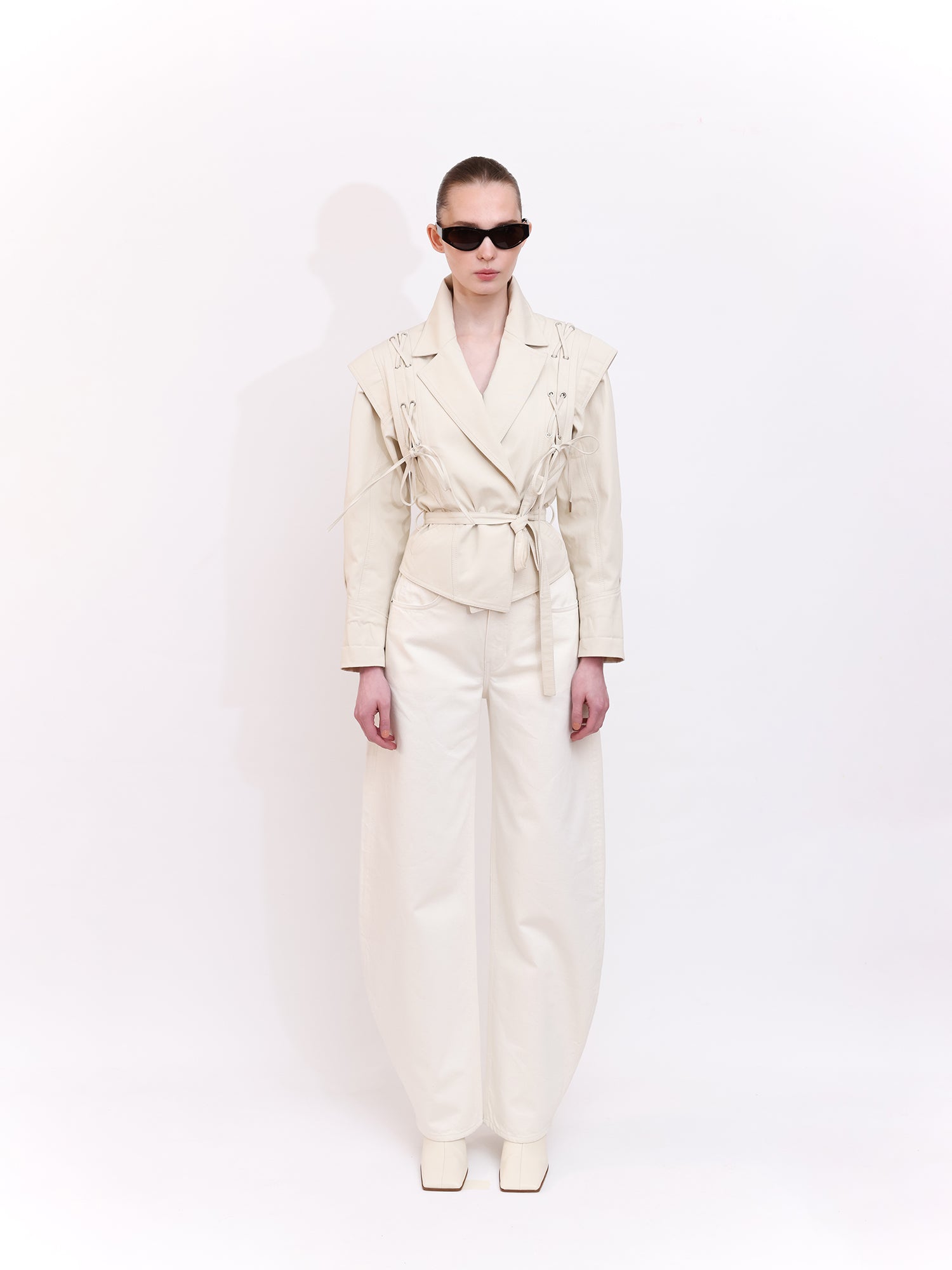 Tailored Blazer with Lace-Up Detail