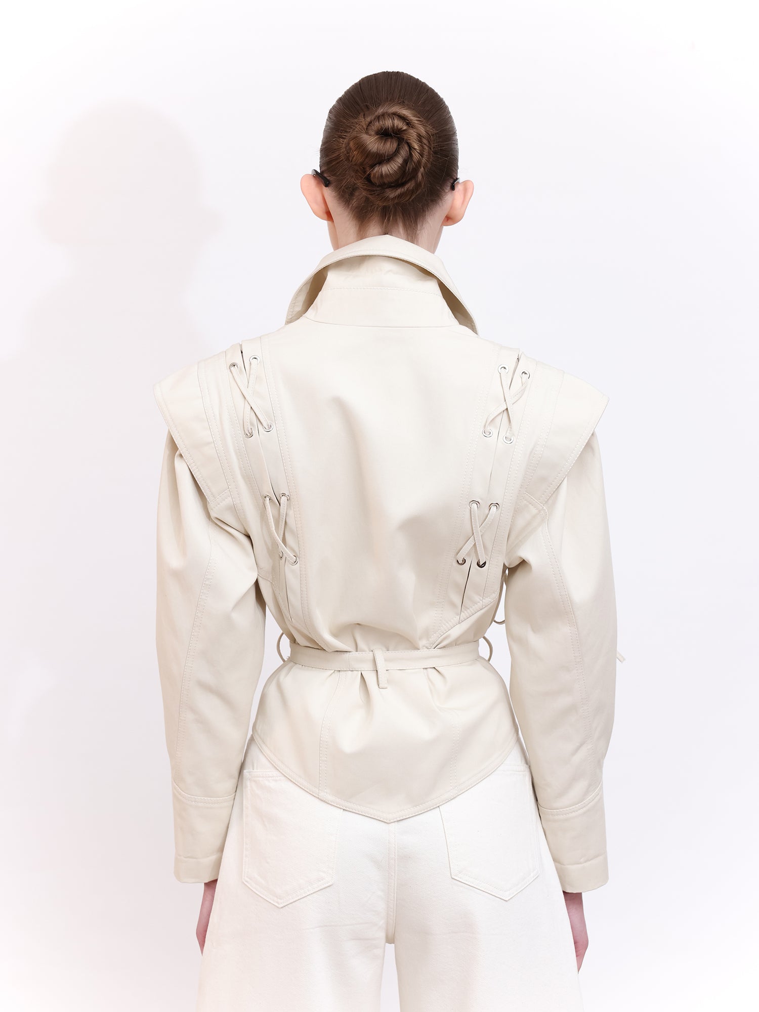 Tailored Blazer with Lace-Up Detail