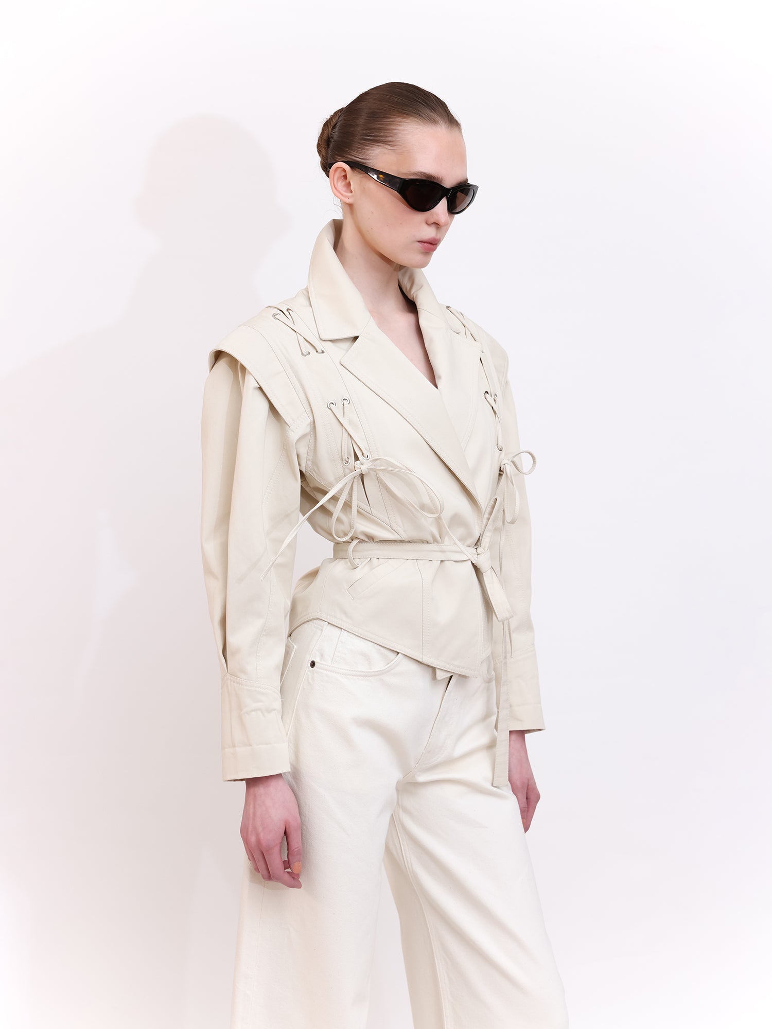 Tailored Blazer with Lace-Up Detail