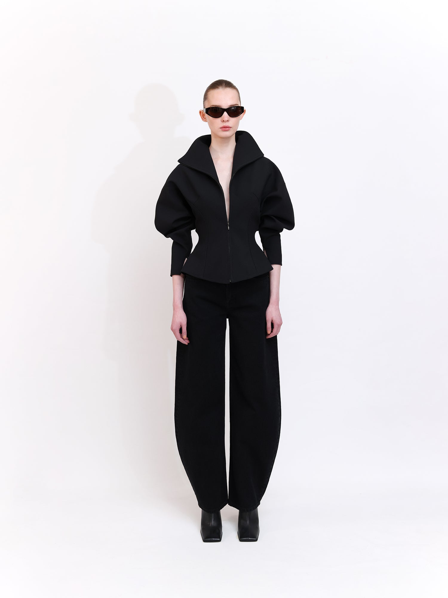 Black Tailored Blazer with Removable Shoulder Pads