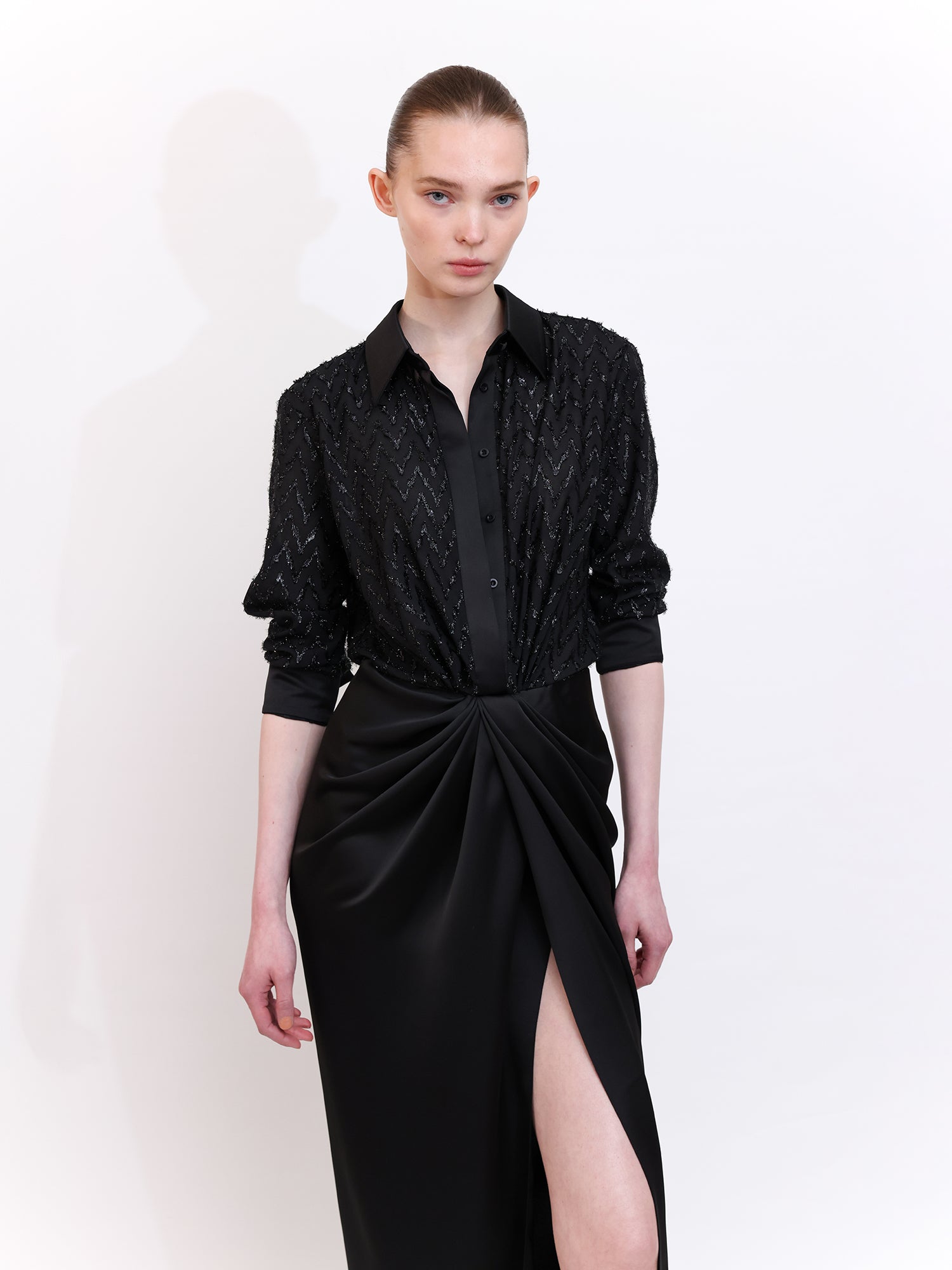 Signature Shirt Dress with Slit Detail