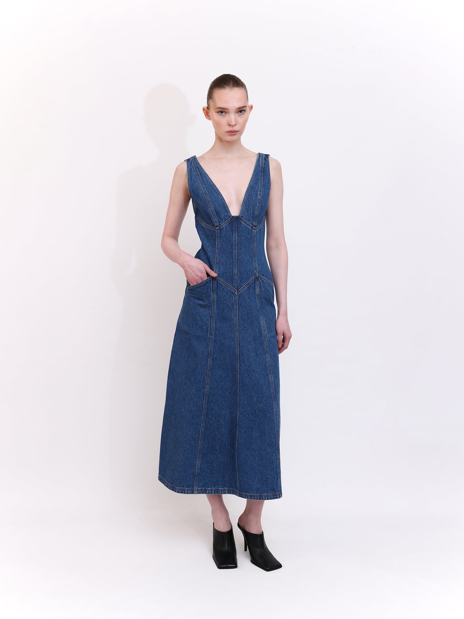 Signature V-Neck Denim Dress