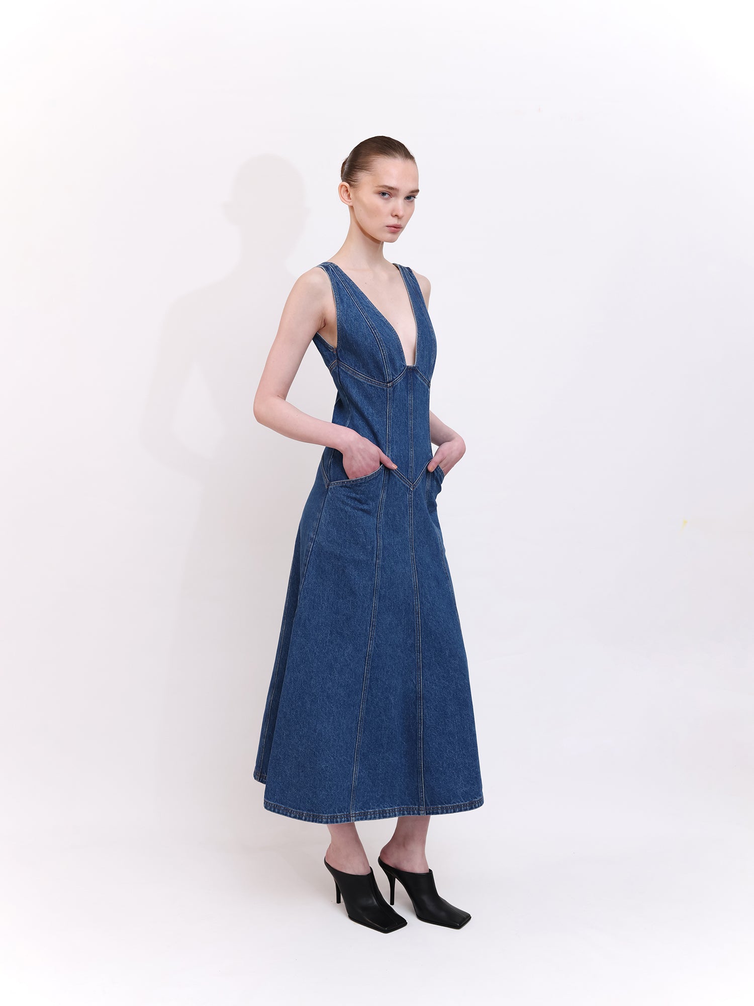 Signature V-Neck Denim Dress