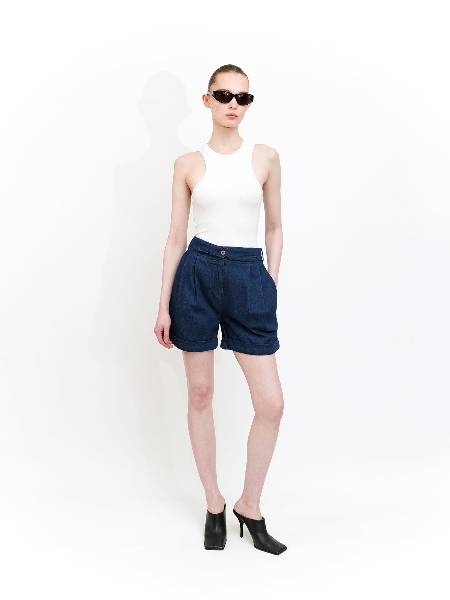 Linen Denim Mini Short