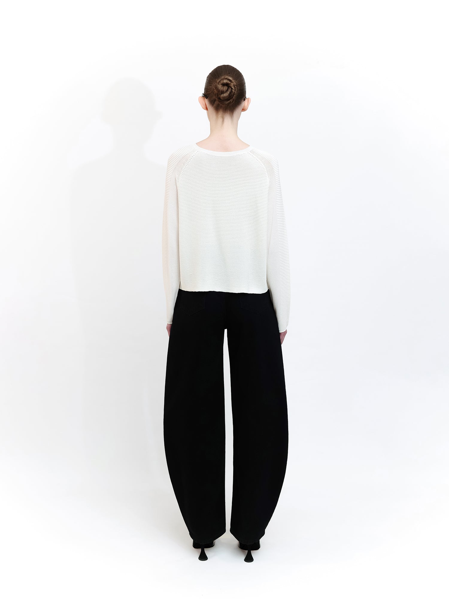 Soft Knit Top with Raglan Cut Sleeve in Ecru
