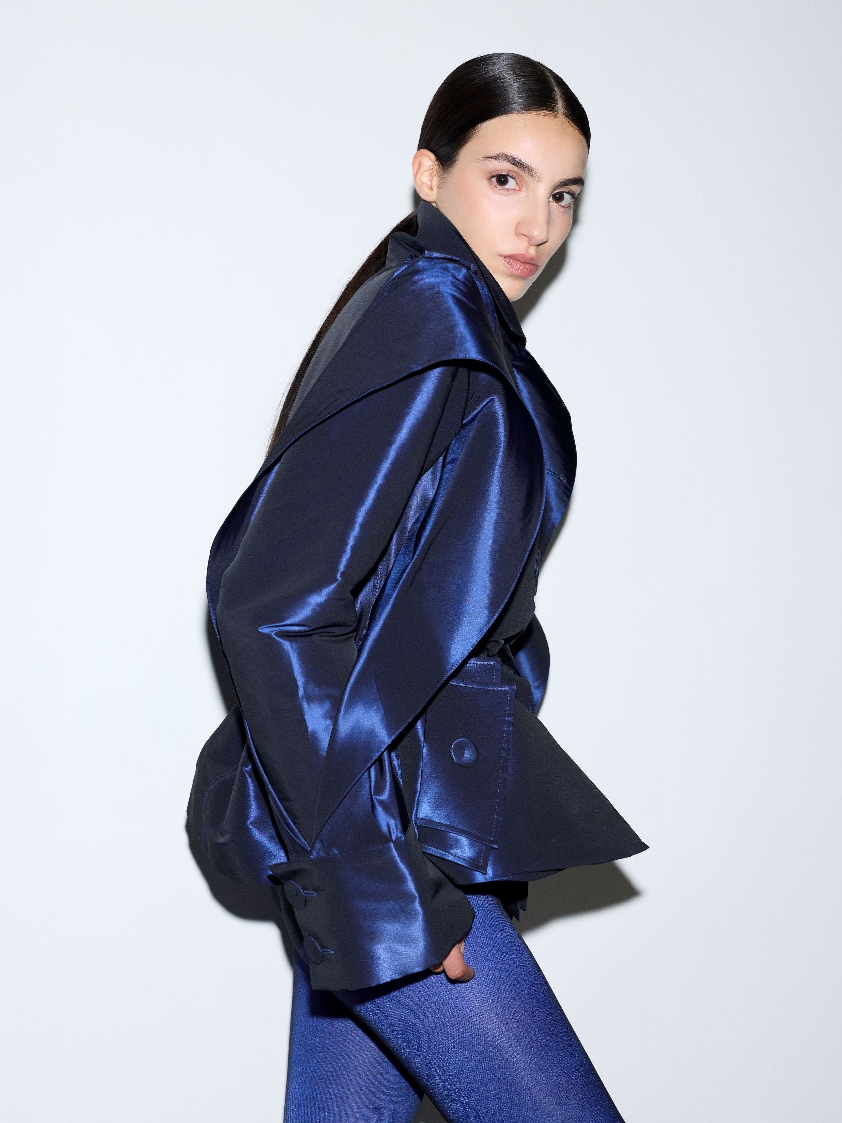 Tailored Short Taffeta Trench Coat