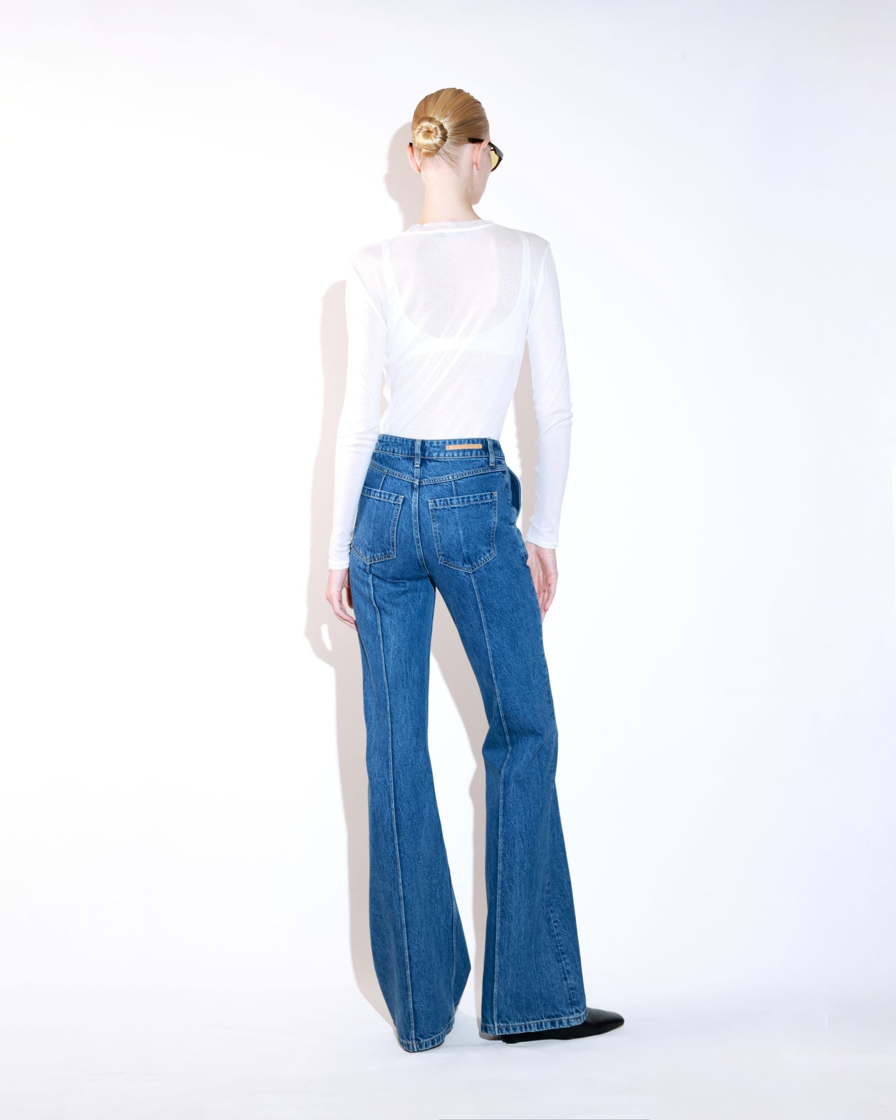 Blue Straight-Cut Blue Denim Jeans