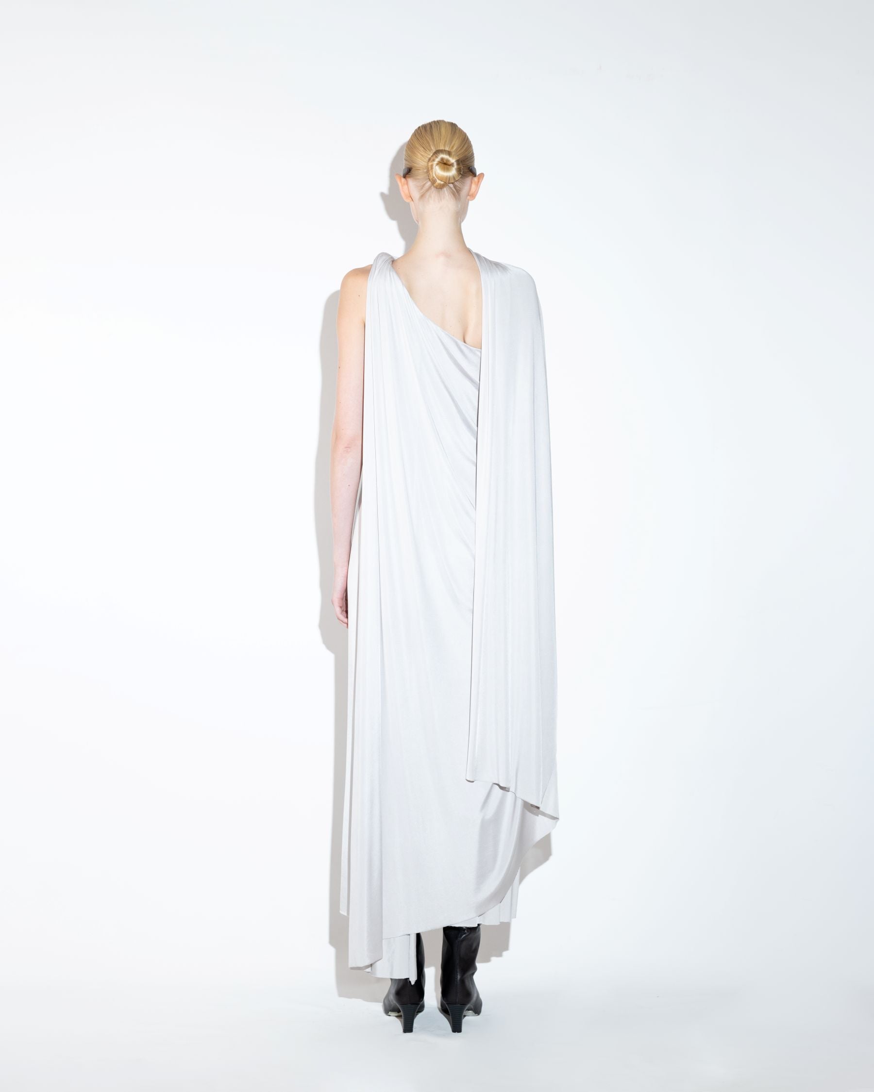 One Shouldered Dress with Scarf Layered