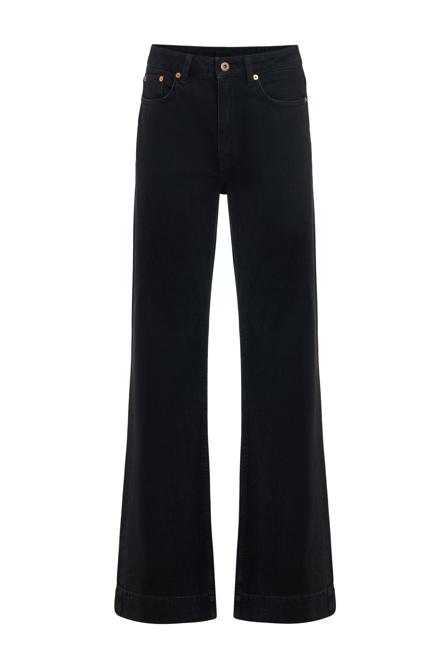 Black Wide-Leg Cut Denim Pants