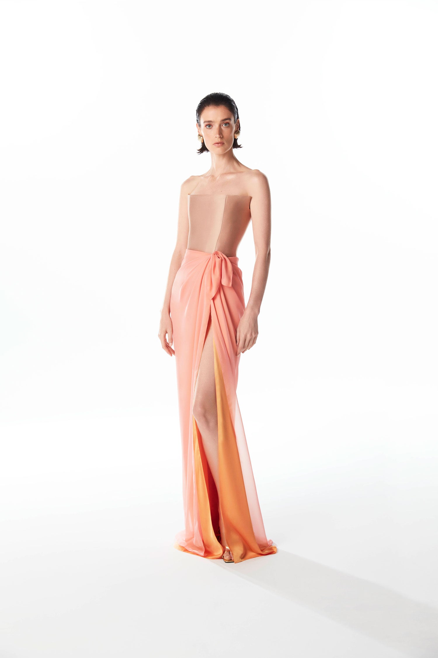 Multicolor Strapless Dress with Corset