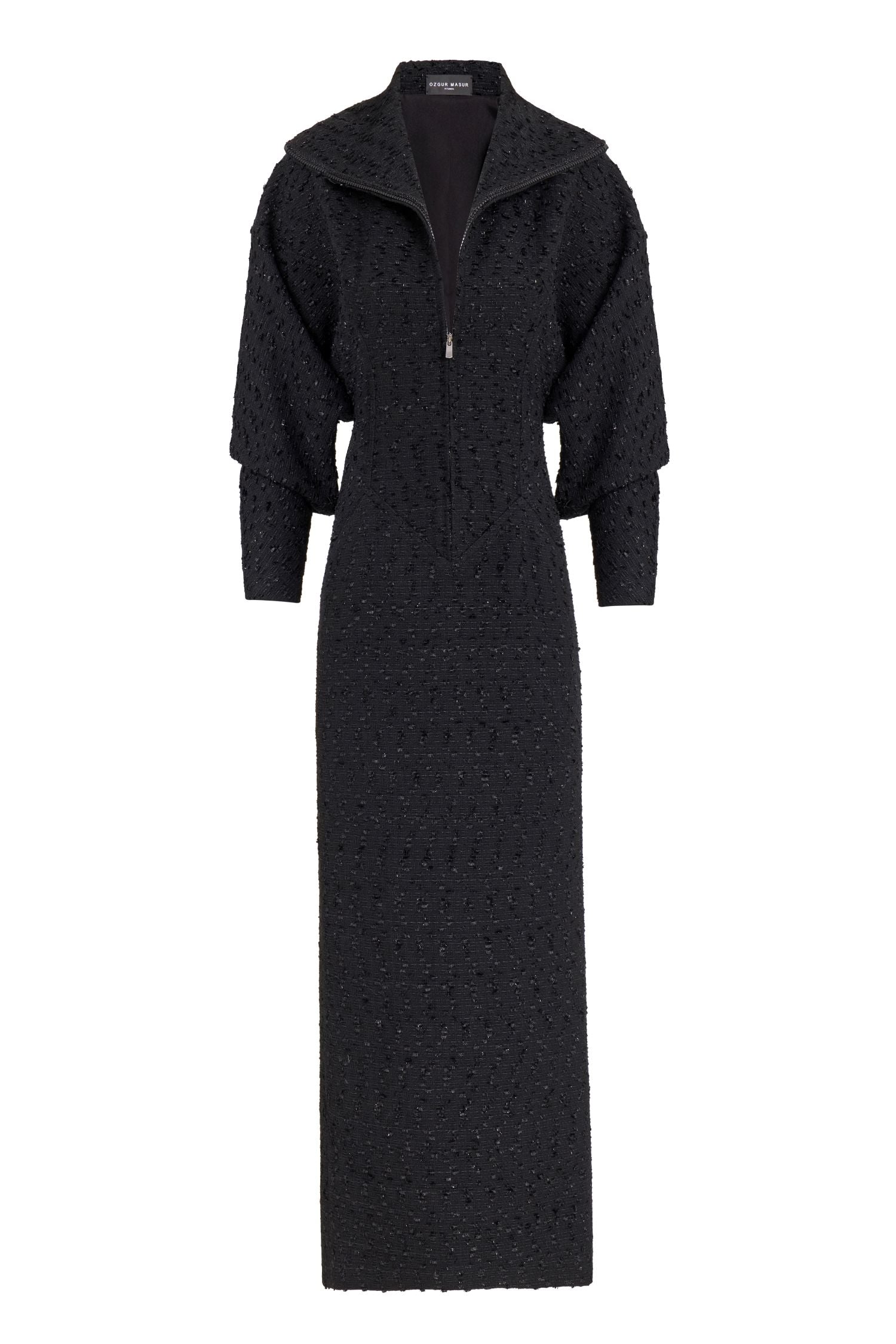 Black Tweed Midi Dress