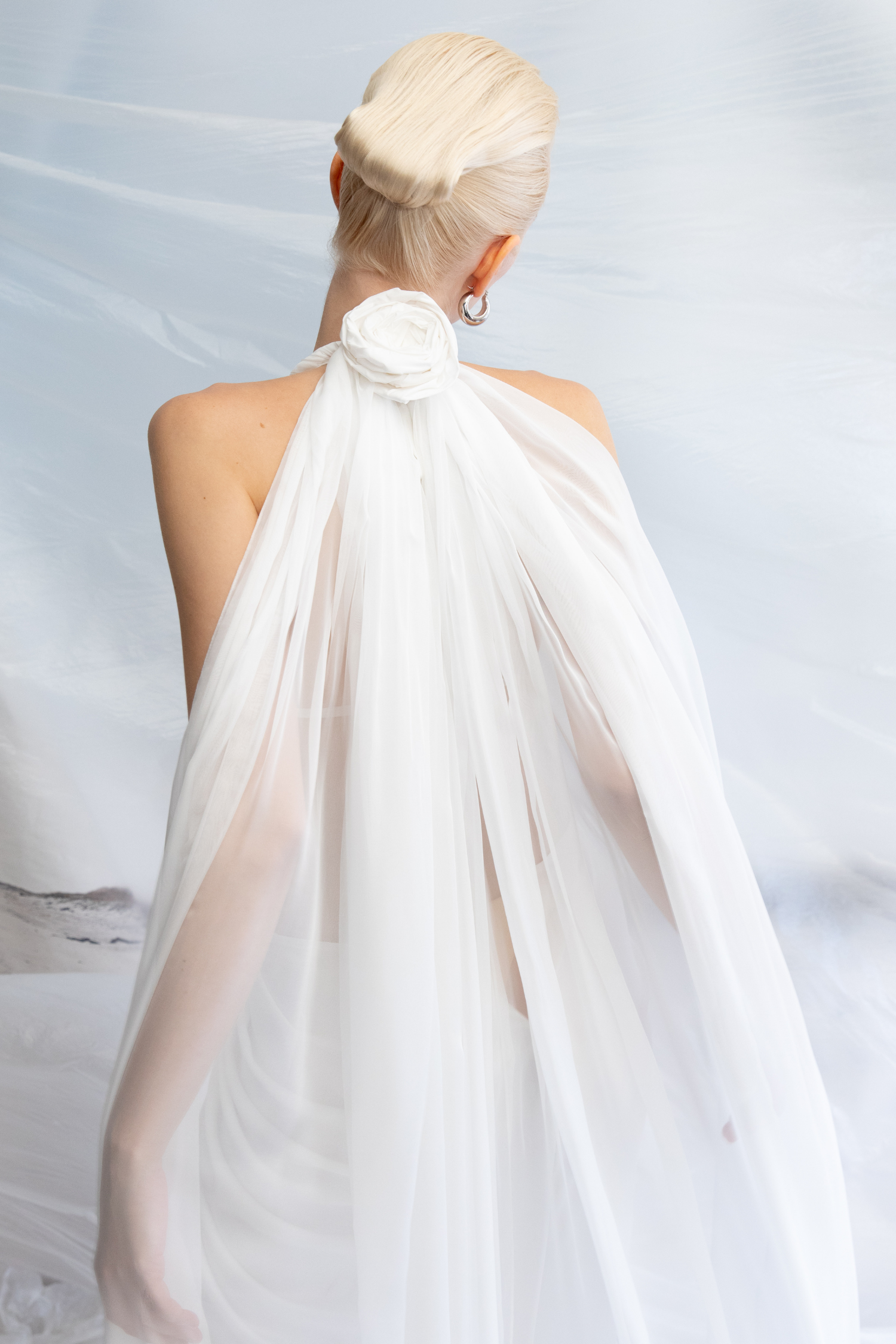 Halter Neck Off-White Gown