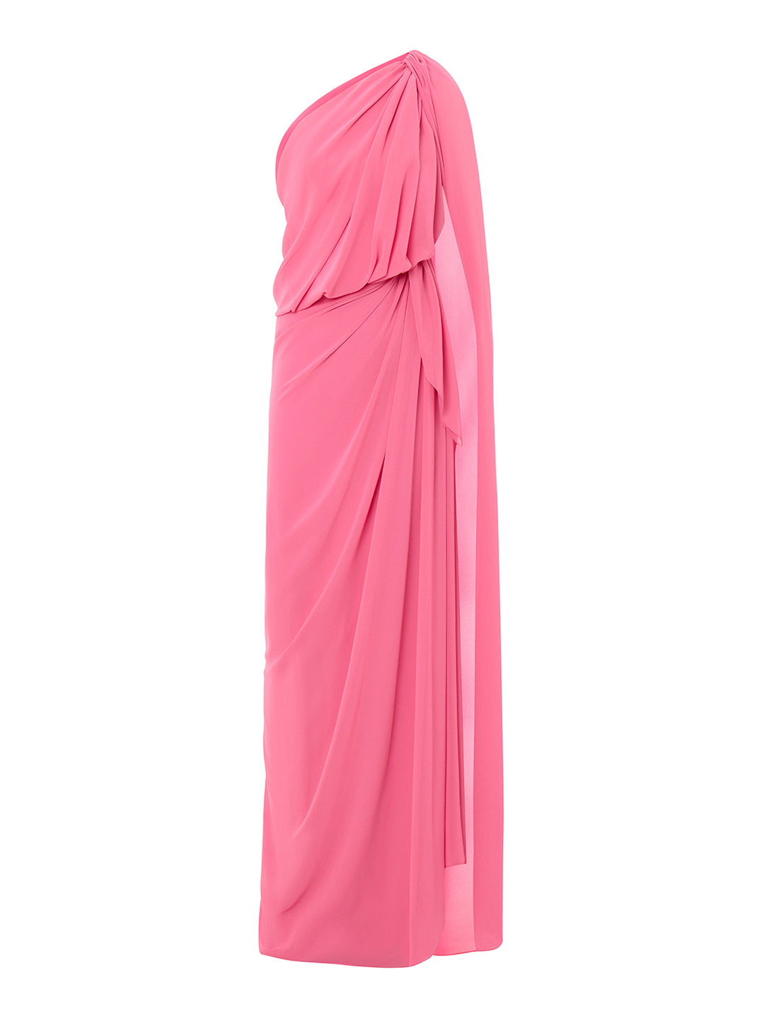 Cape-Detail Crepe Chiffon Dress