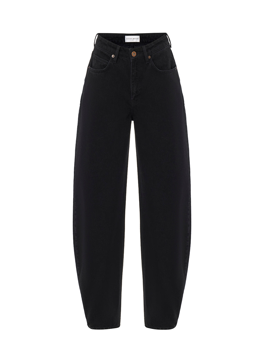 Barrel-Leg Denim Black Pants