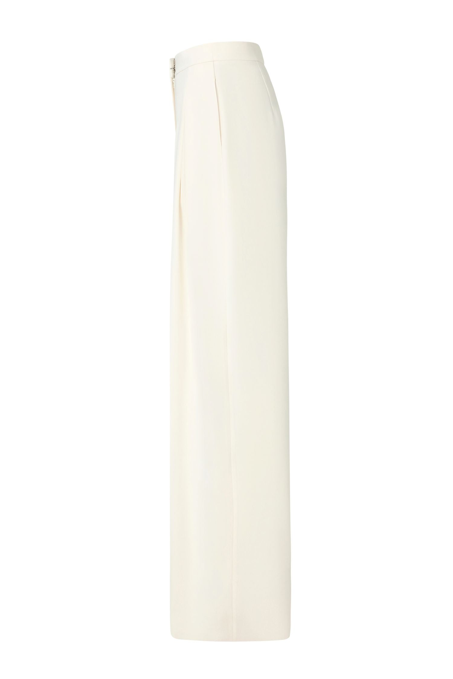Ecru Wide-Leg Pleated Front Trousers