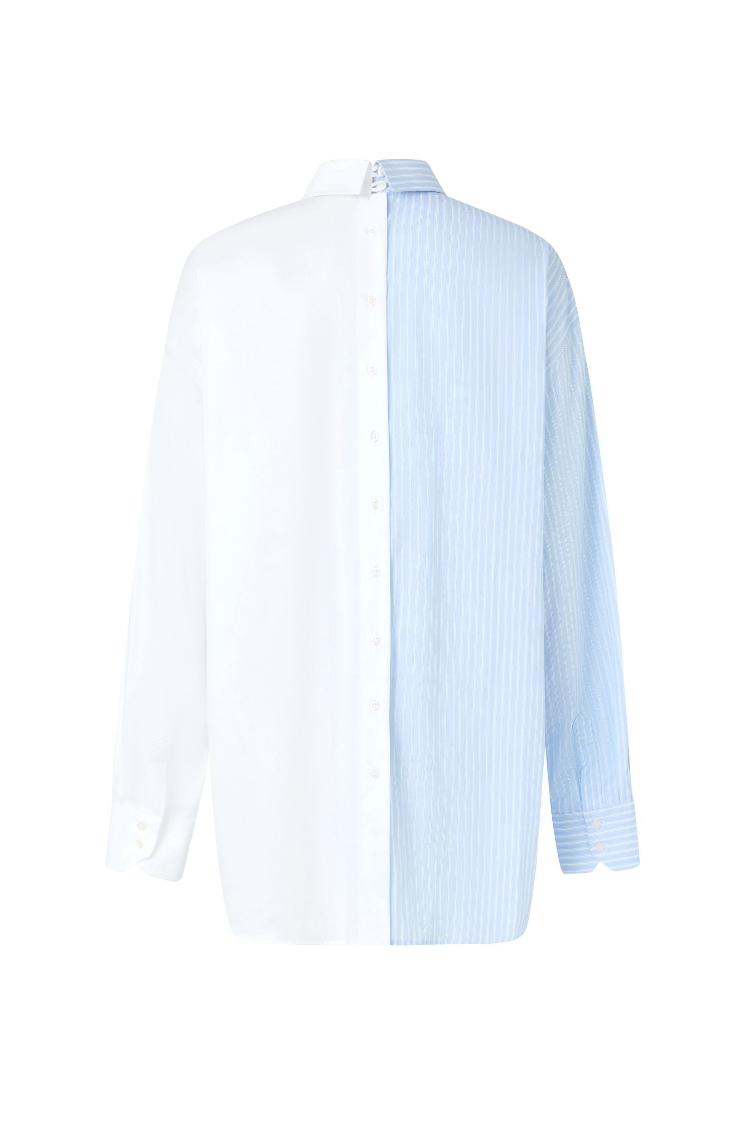 Reversible Relaxed-Fit, White Poplin Shirt