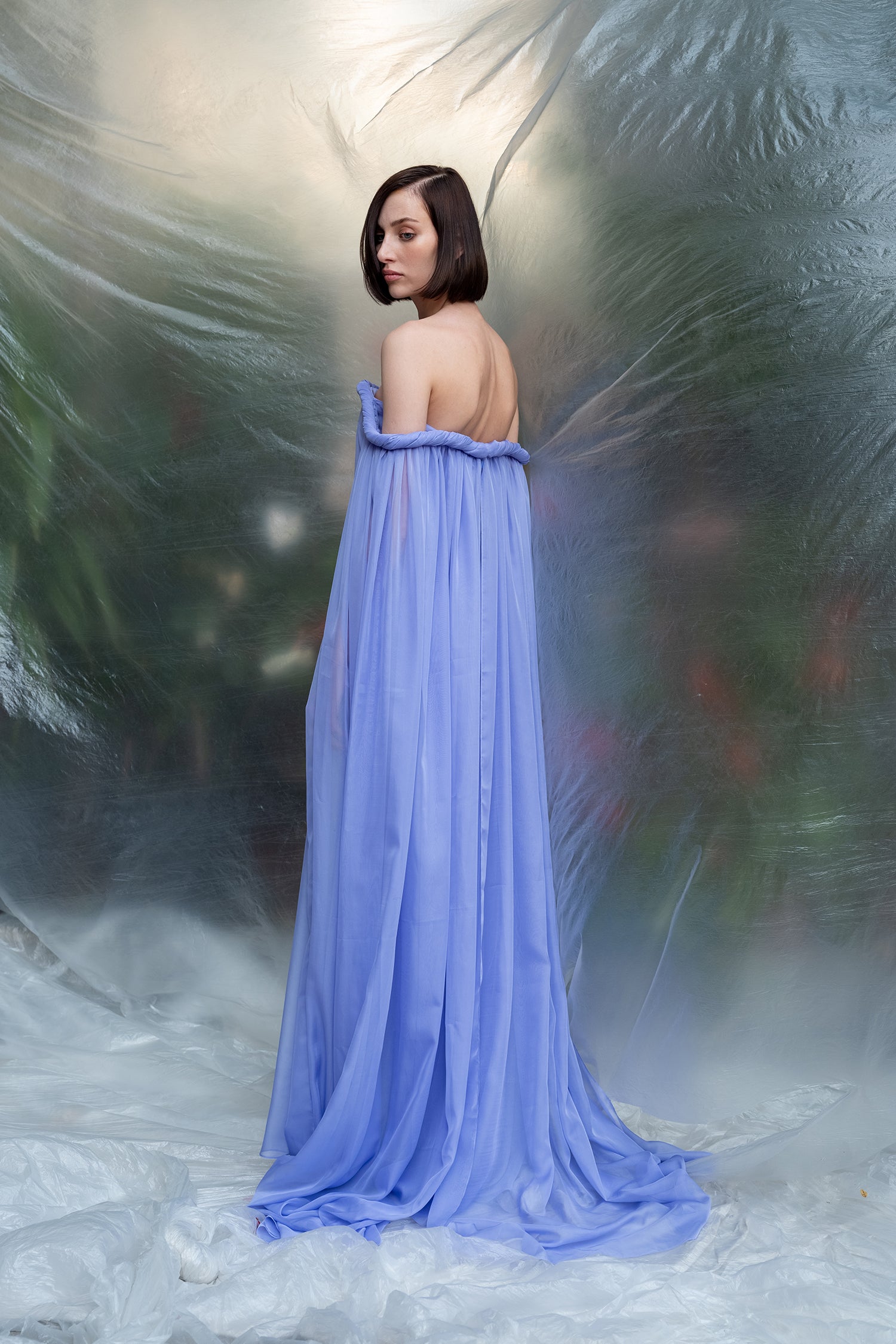 Off Shoulder Chiffon Gown