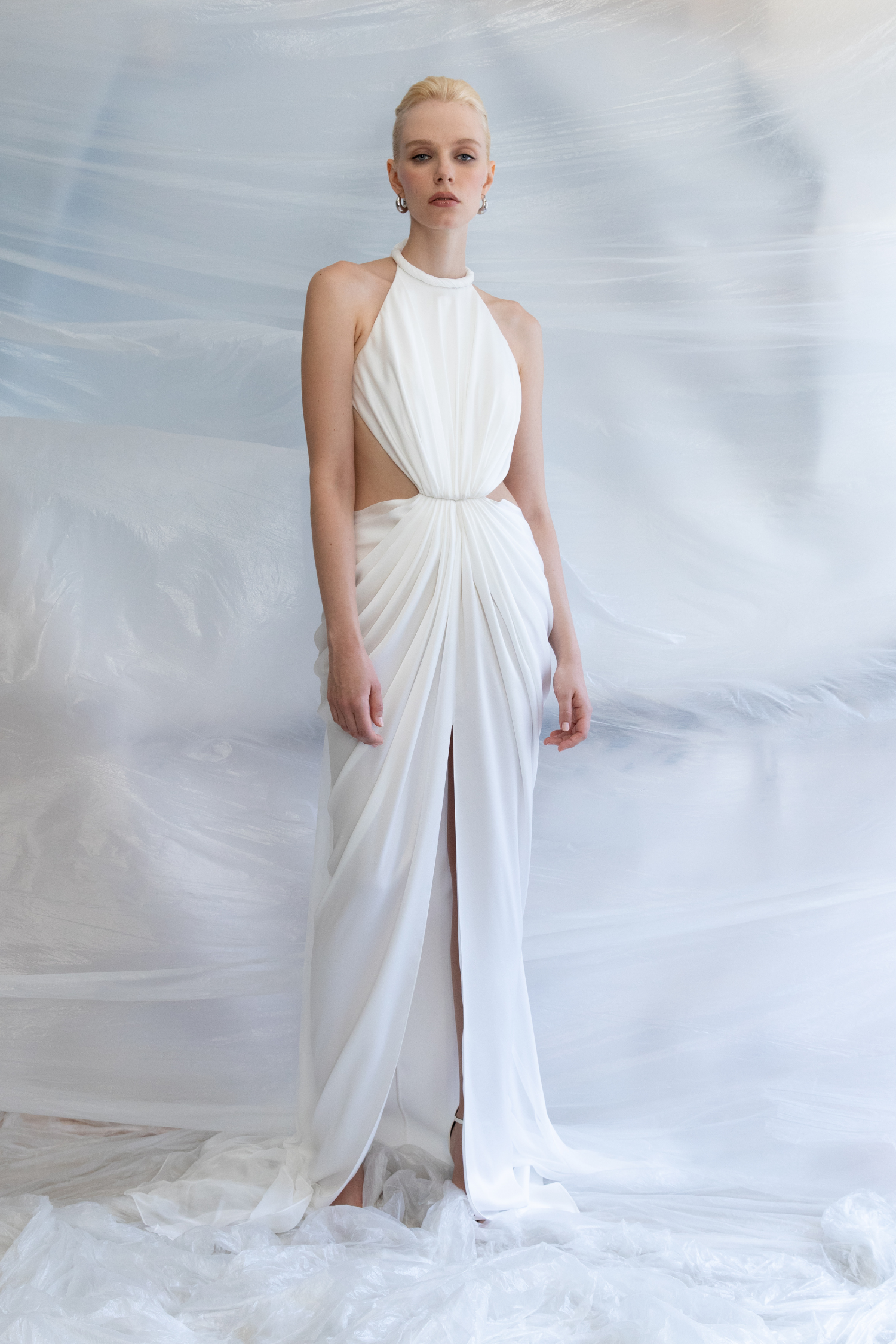 Halter Neck Off-White Gown