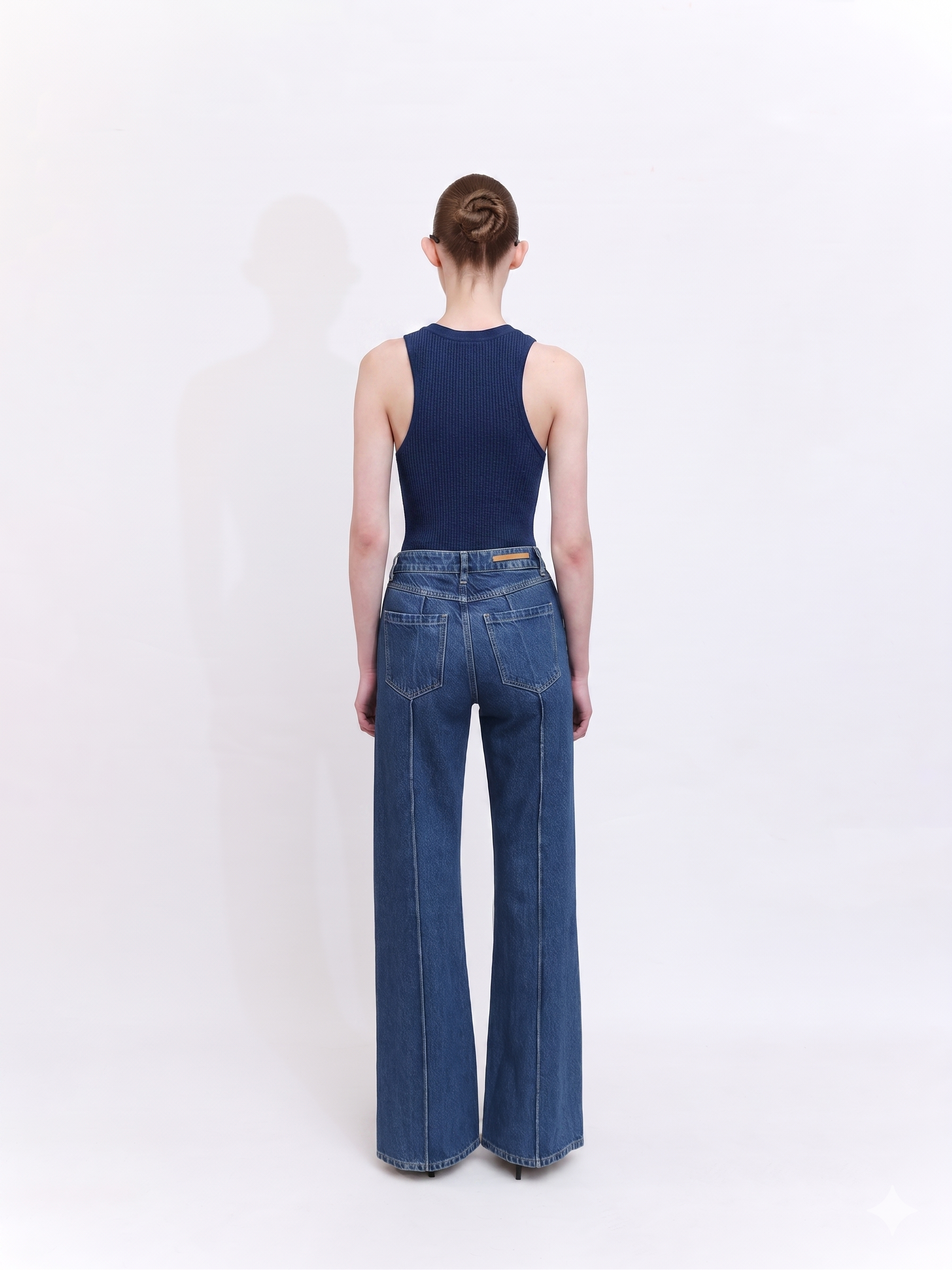 Soft Knit Halter Neck Tank Top in Navy