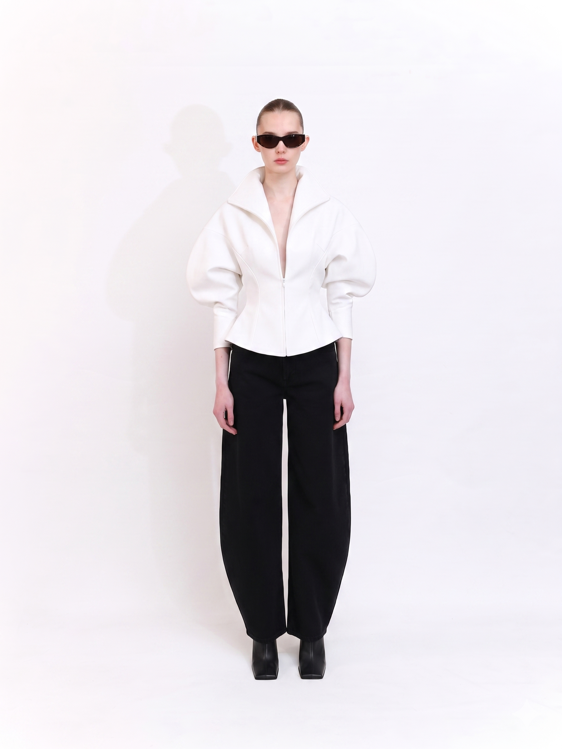 White Tailored Blazer with Removable Shoulder Pads