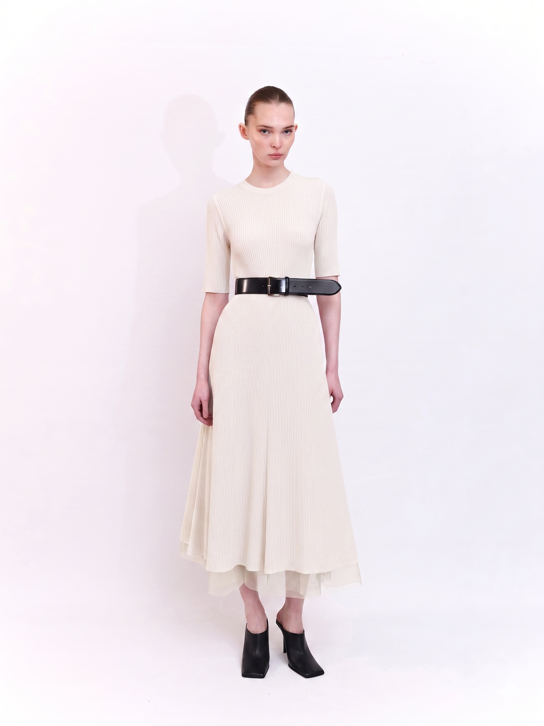 Tulle Tutu Skirt For Knitted Dress in Ecru