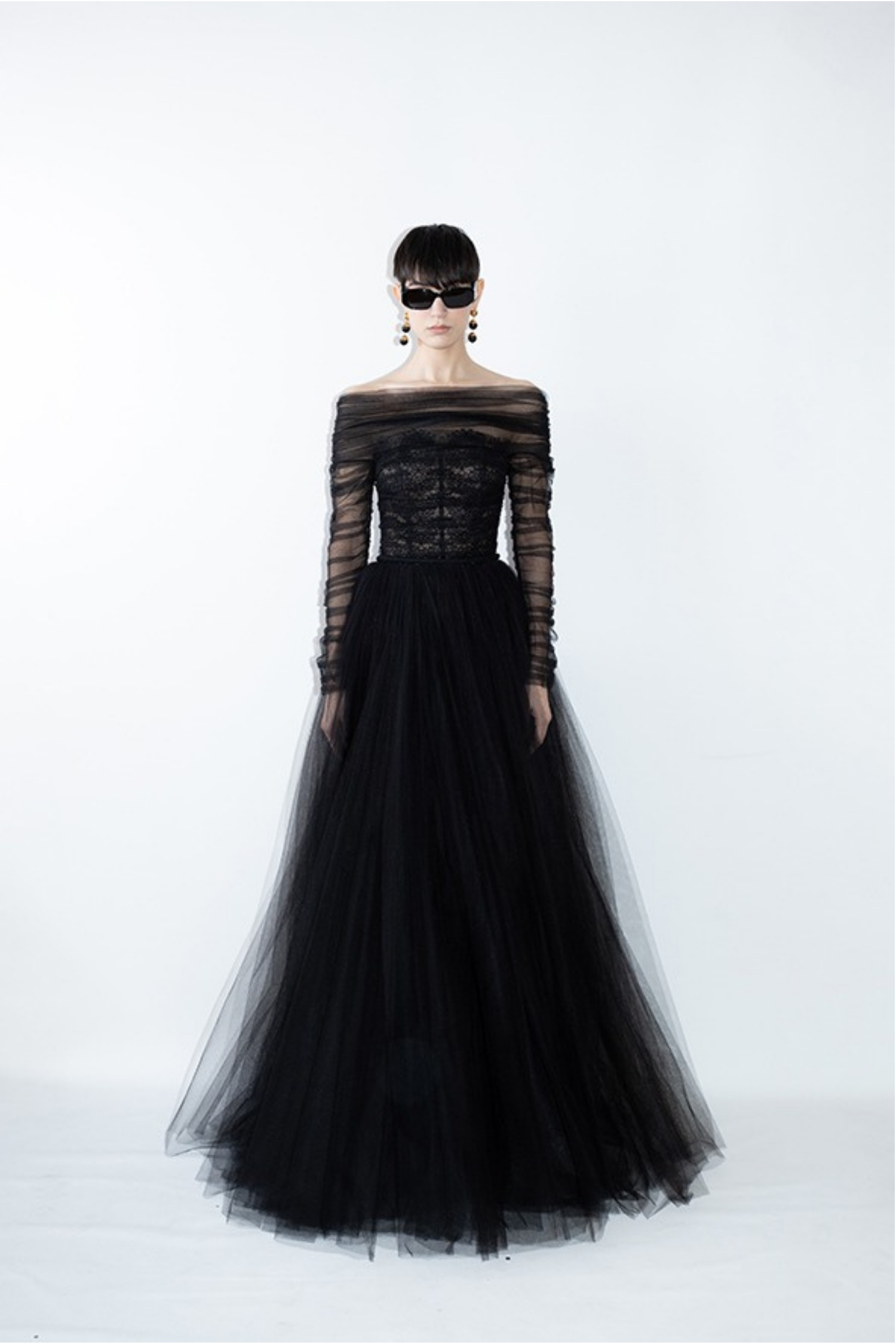 Off Shoulder Tulle Gown