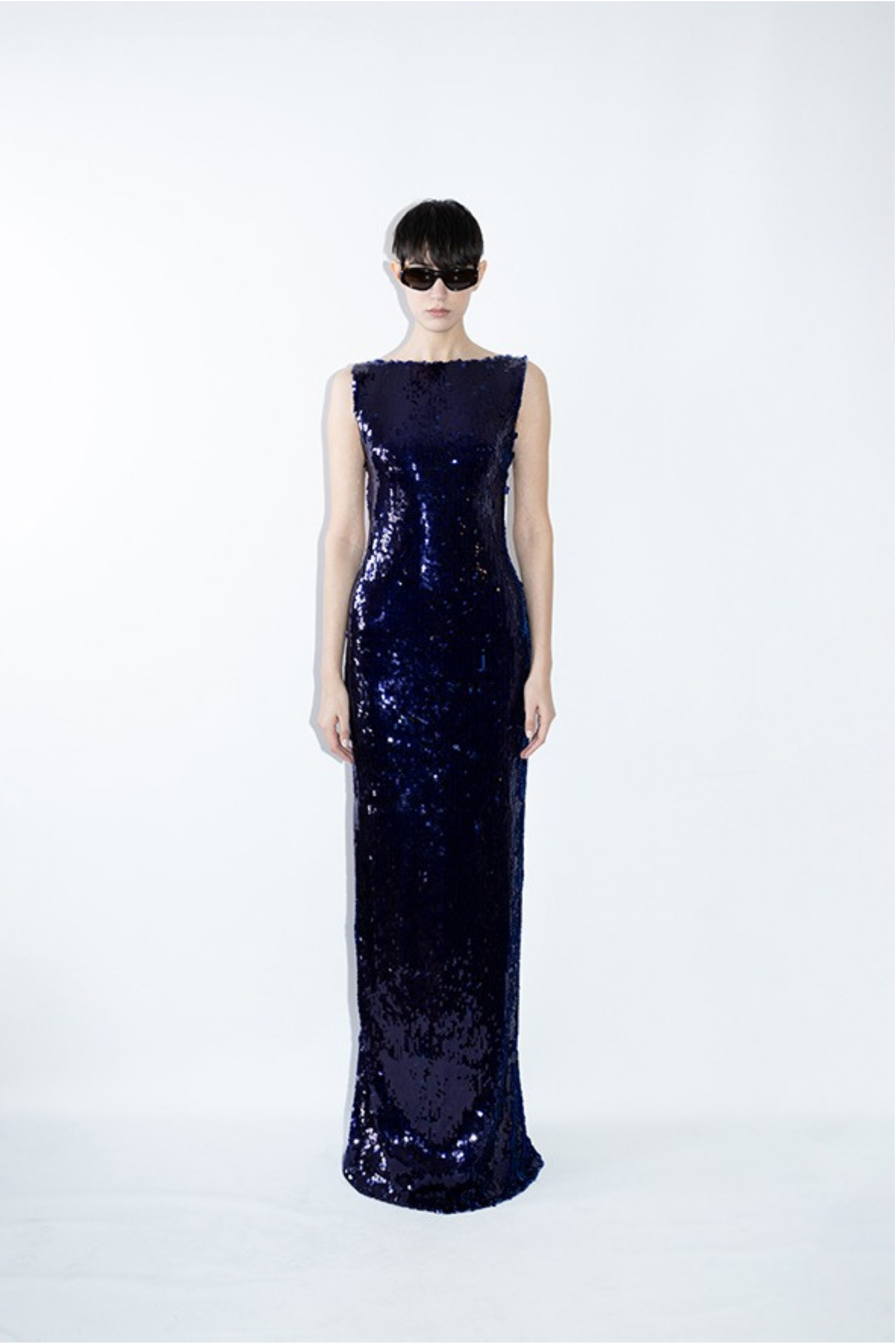 Sequined Low Cut Back Gown