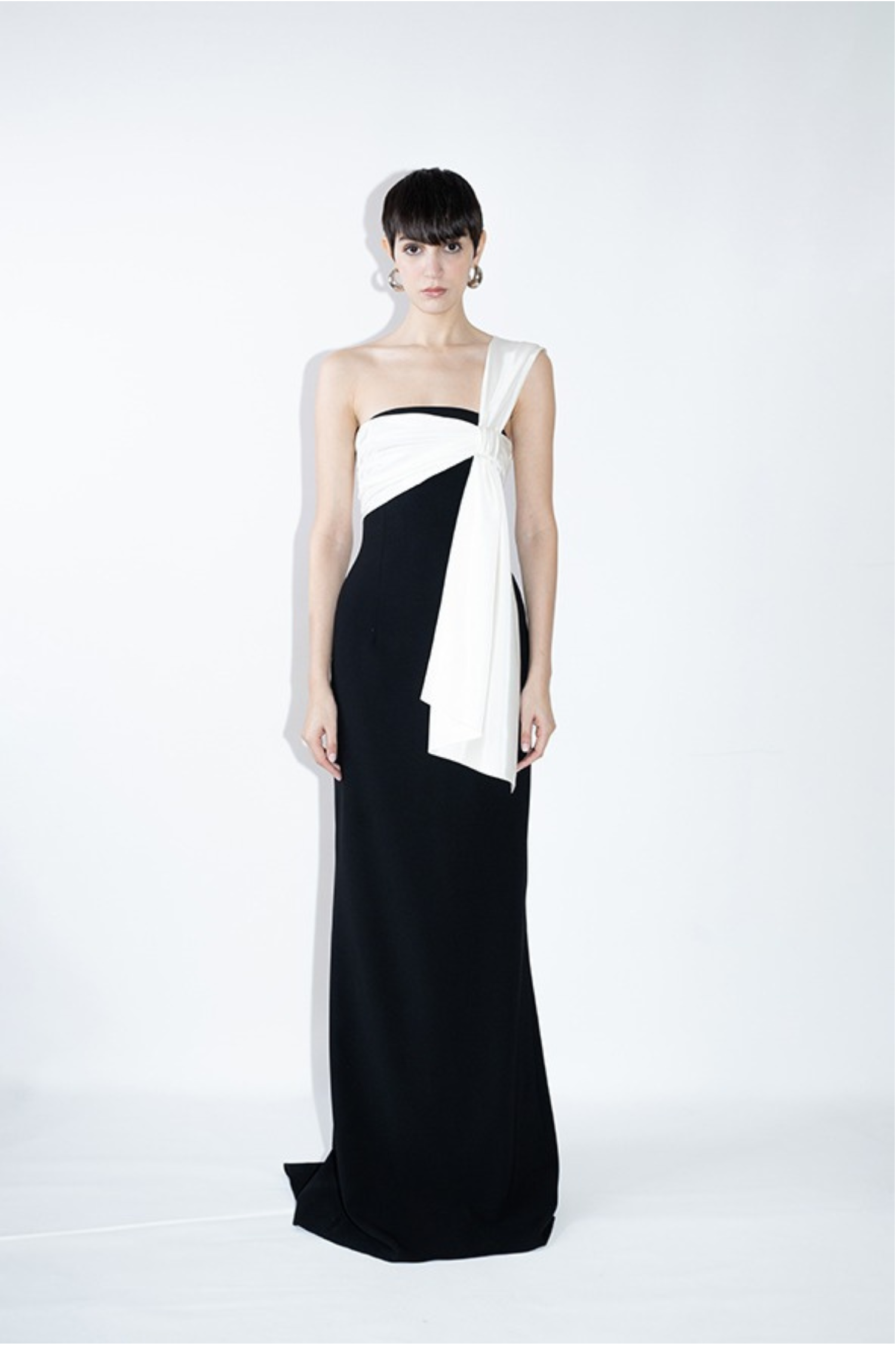 Taffeta Draped Satin Crepe Gown