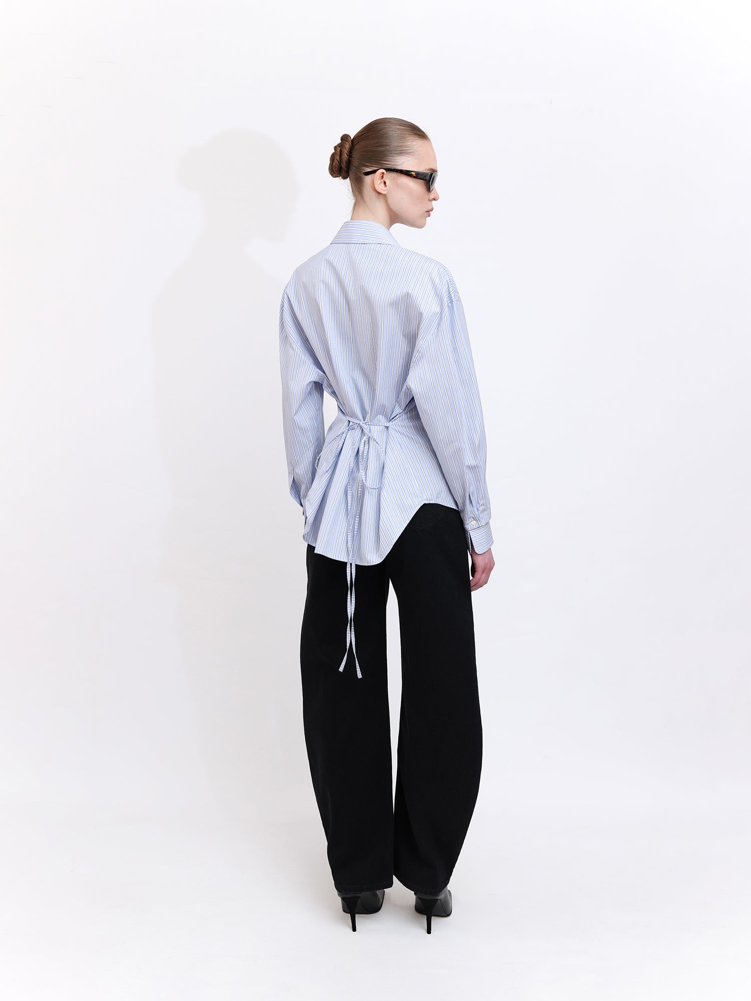 Blue Striped Shirt with Collar & Cuff Detail