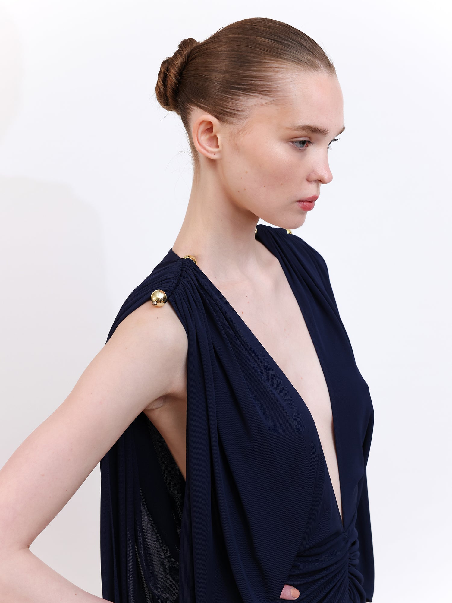 Navy V-Neck Maxi Dress