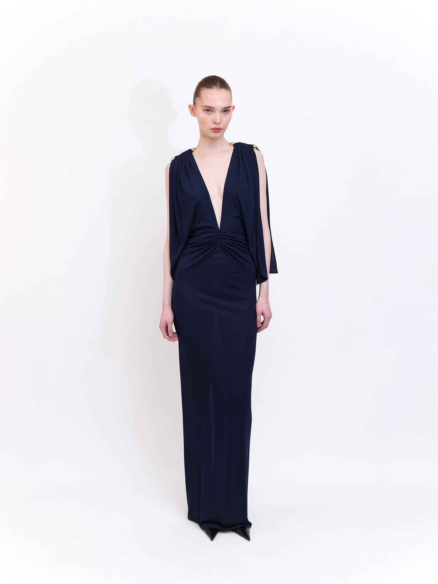 Navy V-Neck Maxi Dress