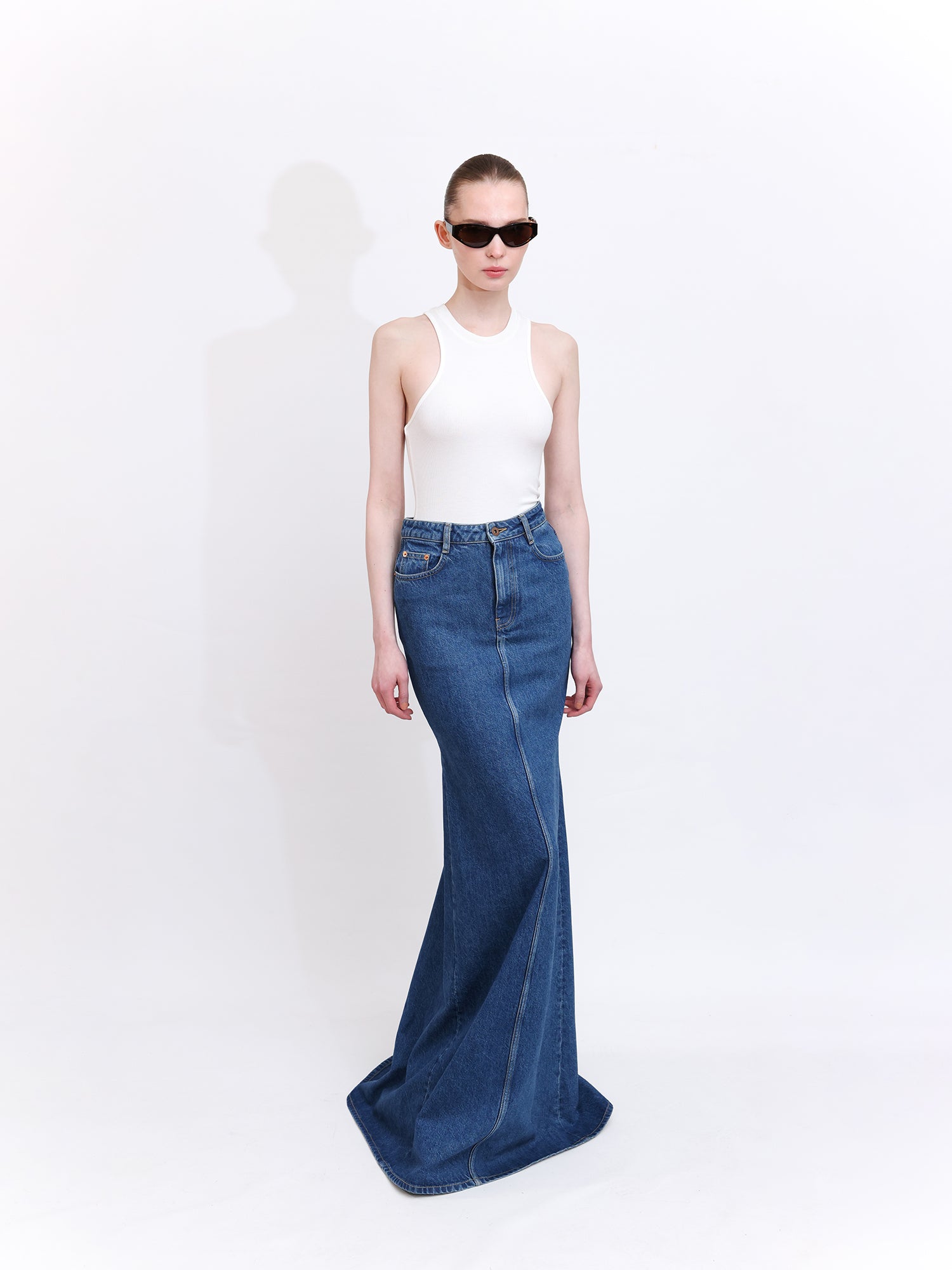 Blue A-Line Denim Skirt