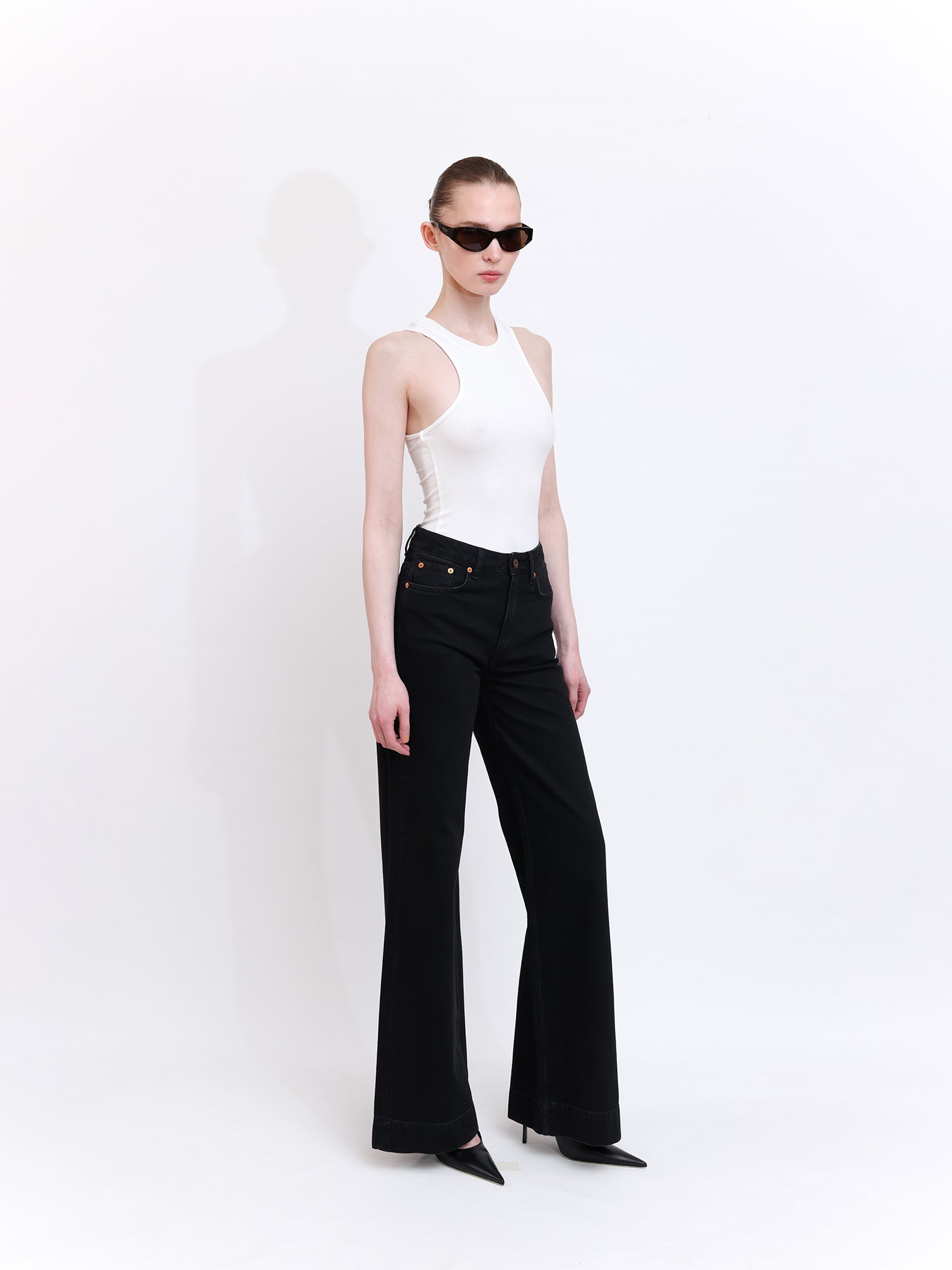 Black Straight-Cut Denim Jeans