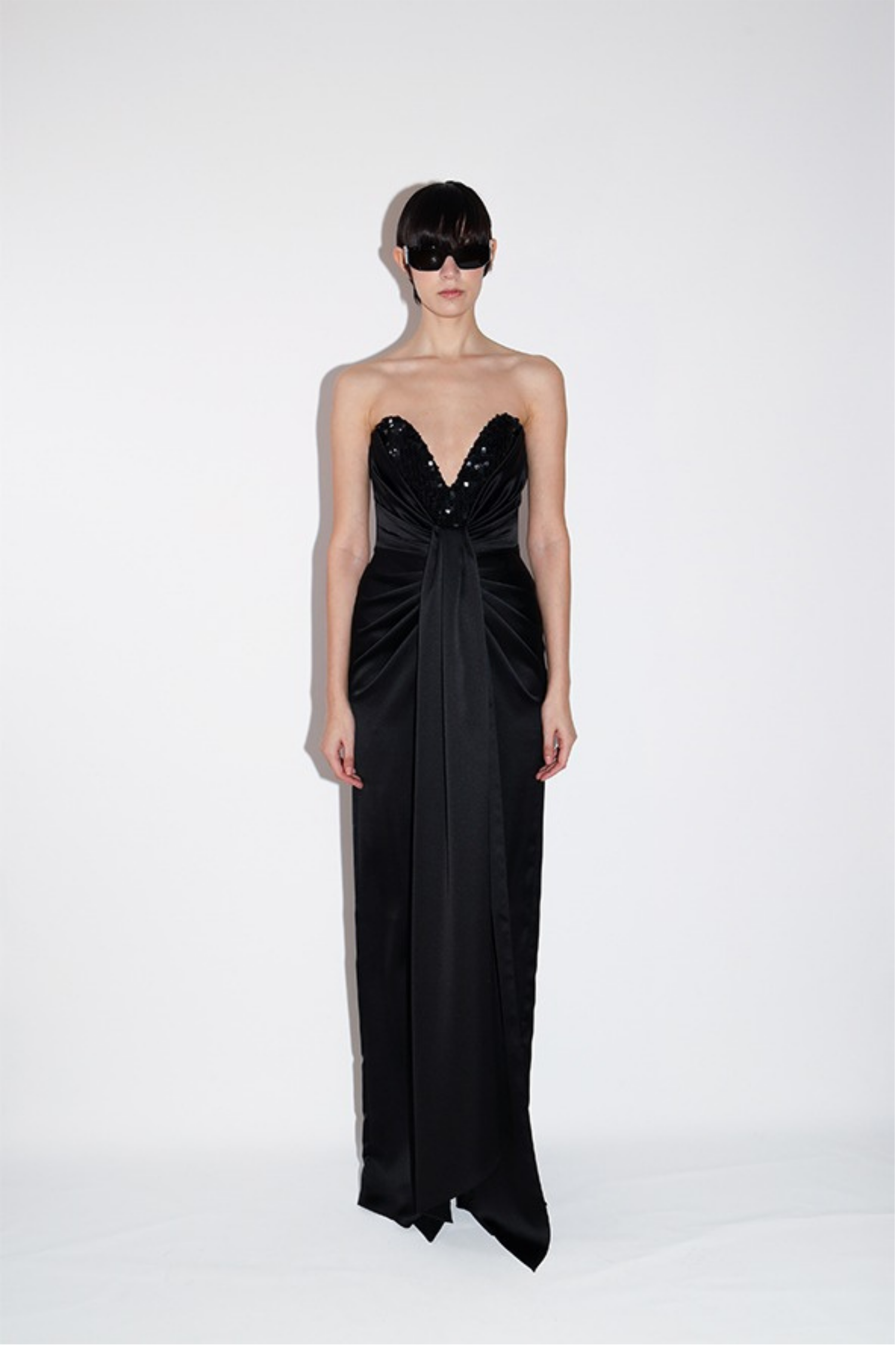 Sequined Satin Crepe Gown