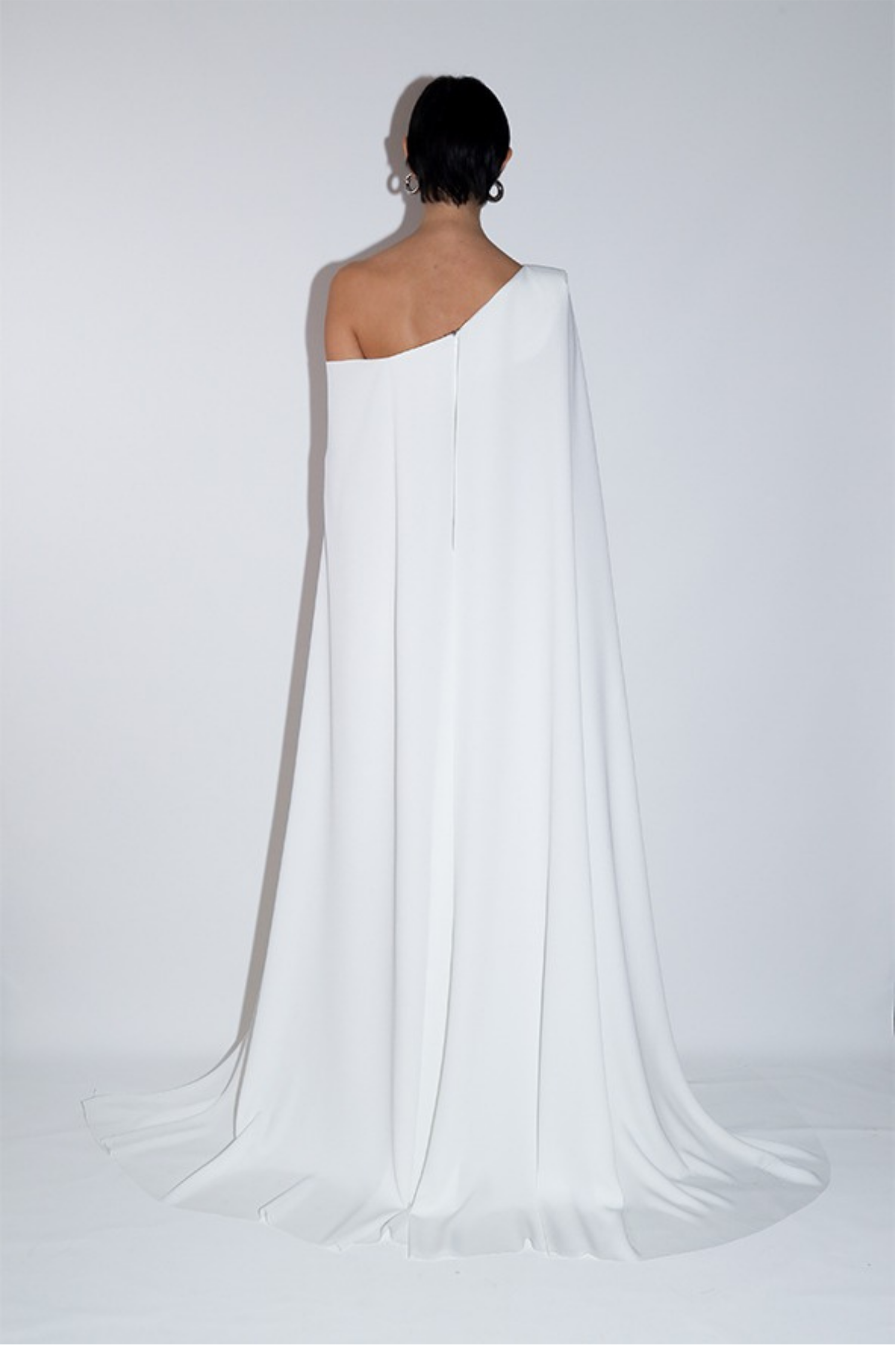 One Shoulder Cape Gown