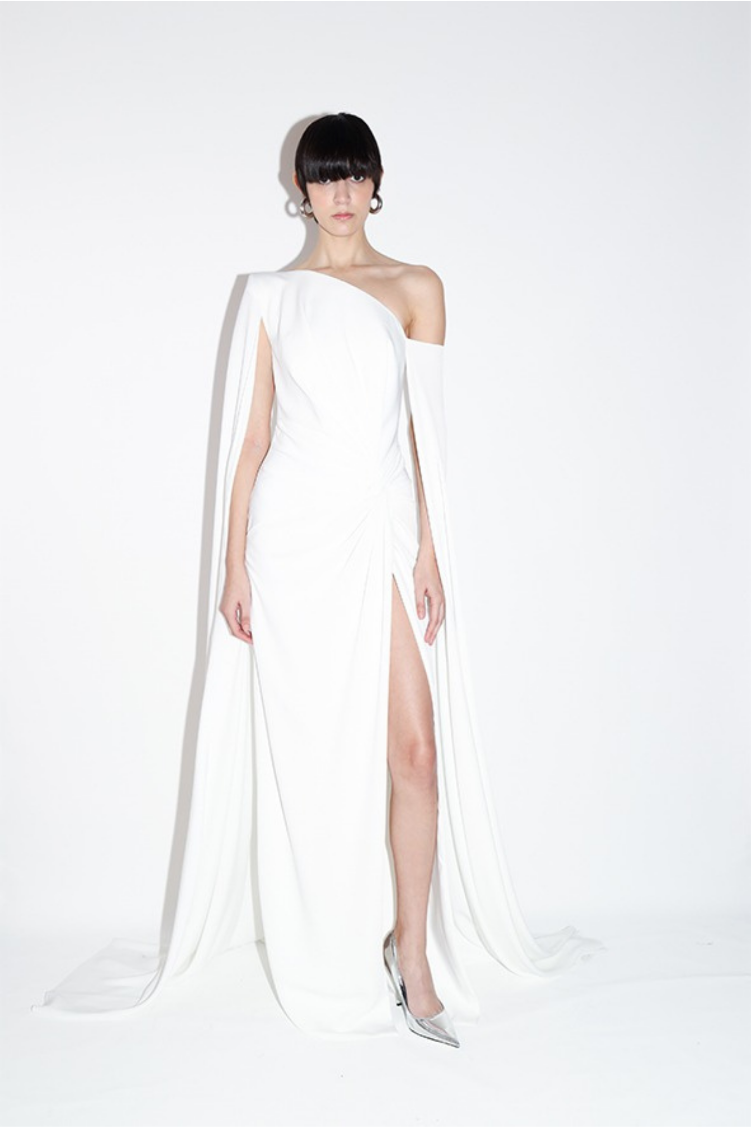 One Shoulder Cape Gown