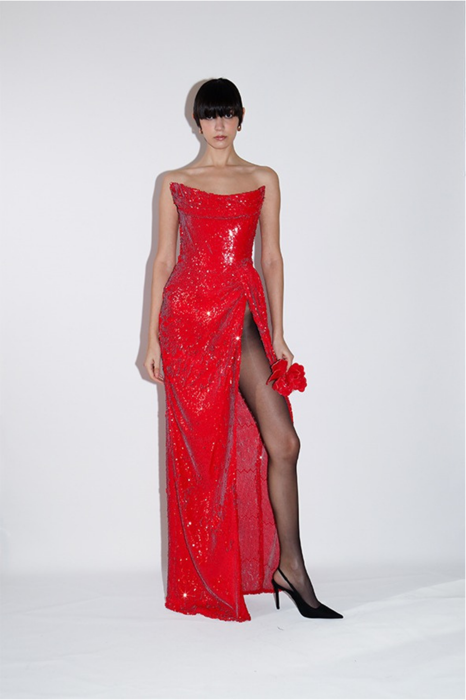 Sequined Strapless Gown