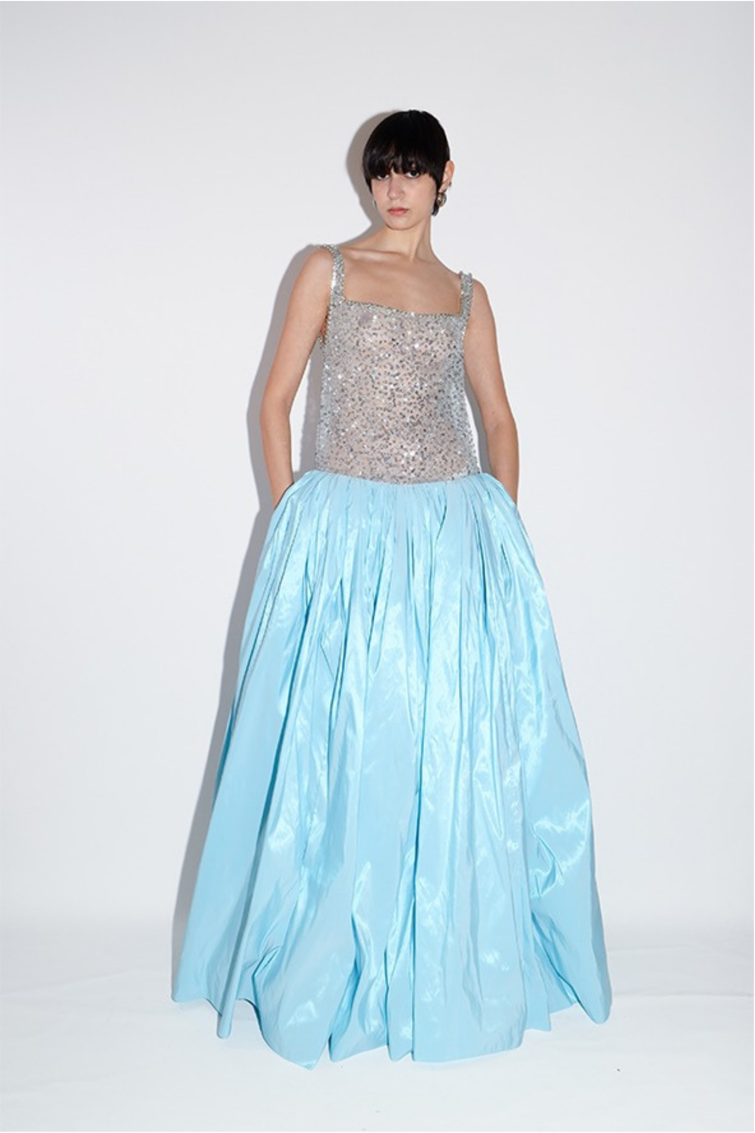 Sequin-Embellished Taffeta Gown