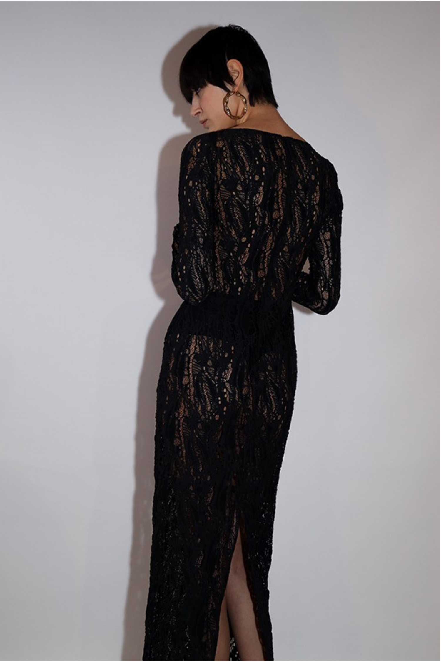 Square-Neck Lace Gown