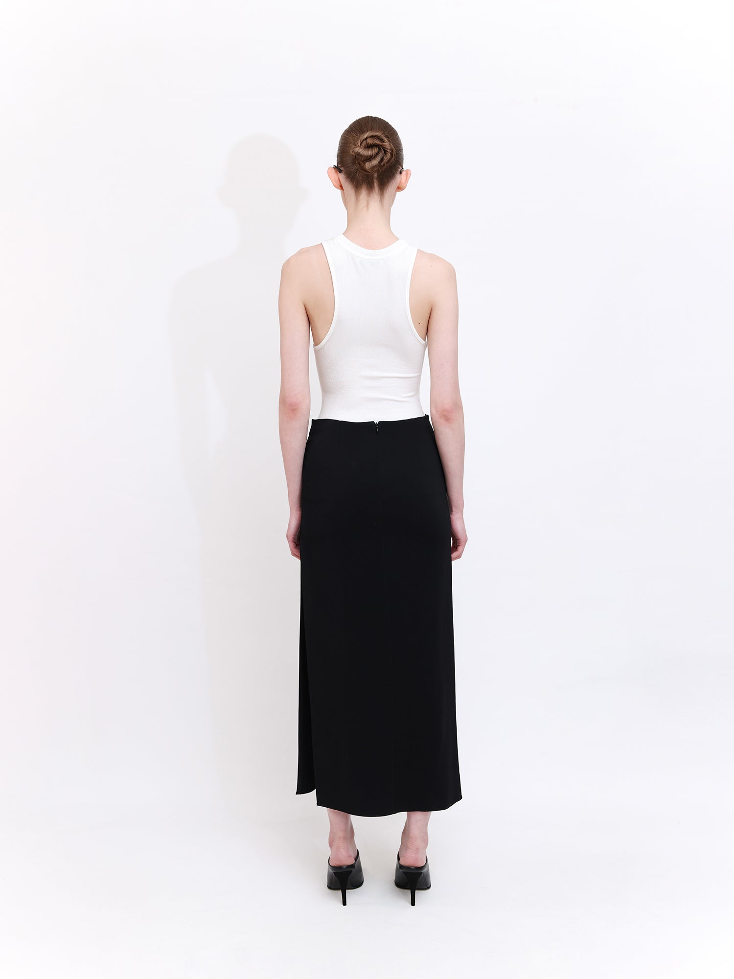 Slit Skirt with Button Detail