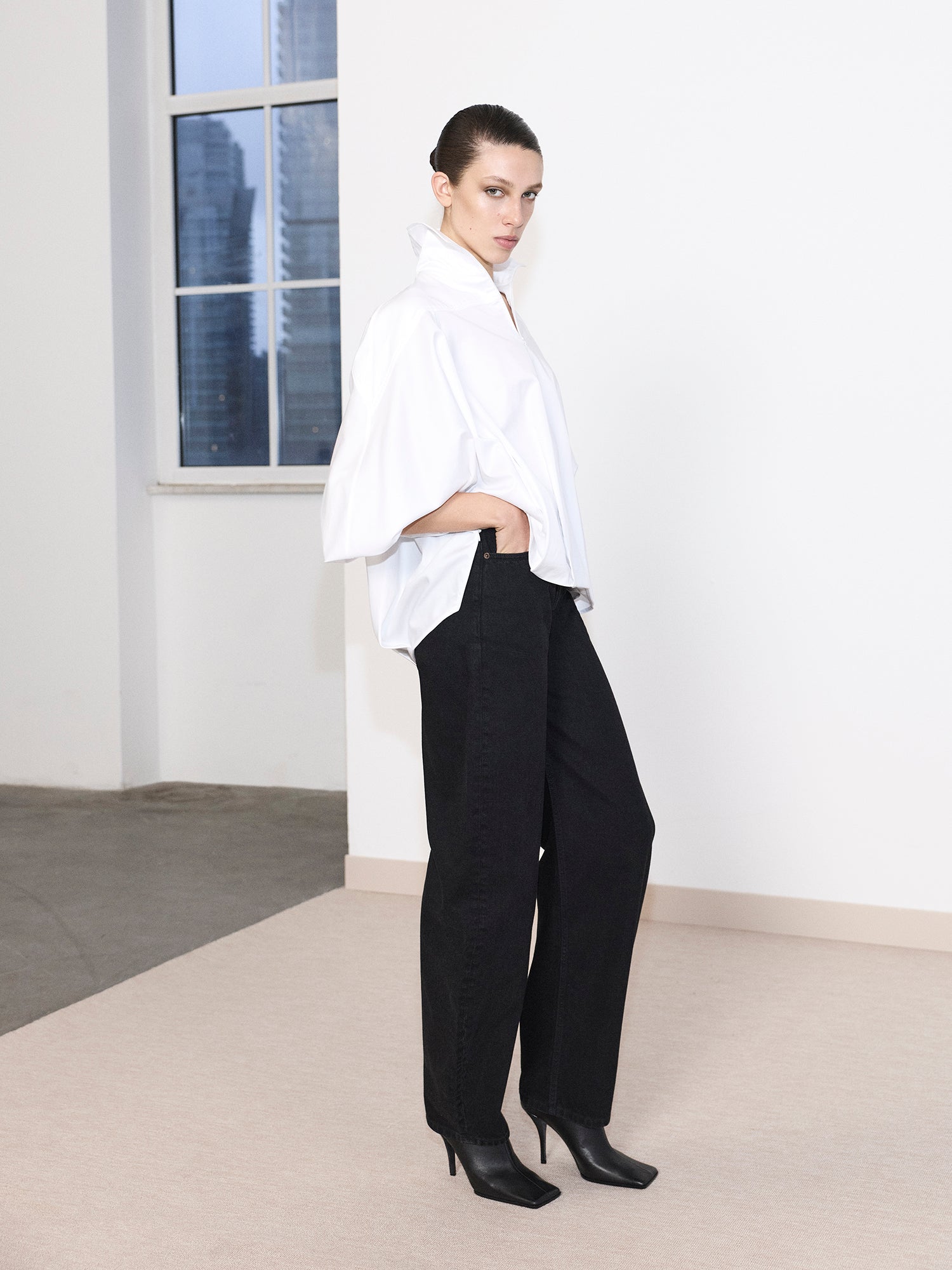 Poplin Shirt with Balloon Fit